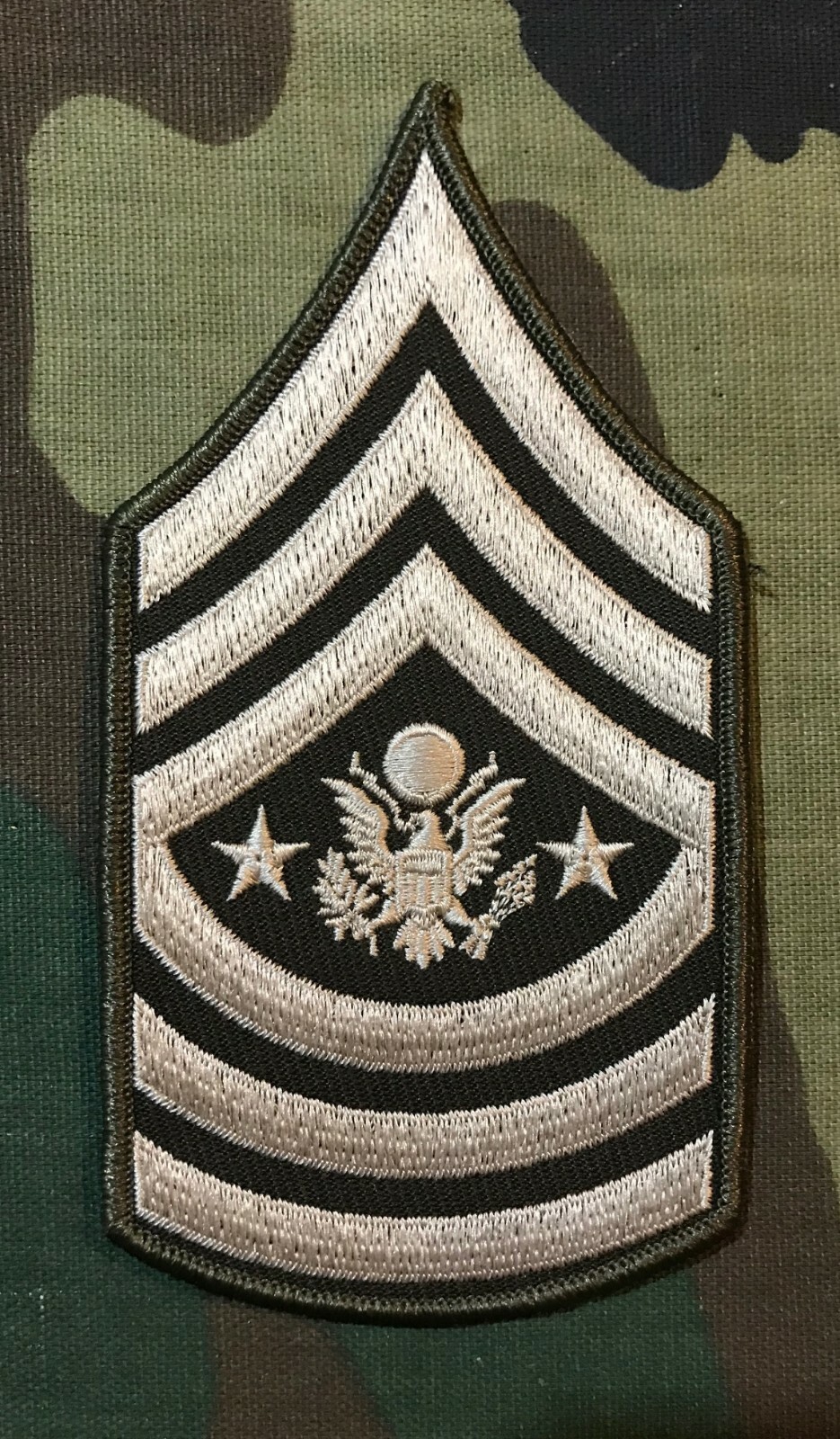 US ARMY SERGEANT MAJOR OF THE ARMY CHEVRON FOR THE ARMY GREEN SERVICE UNIFORM