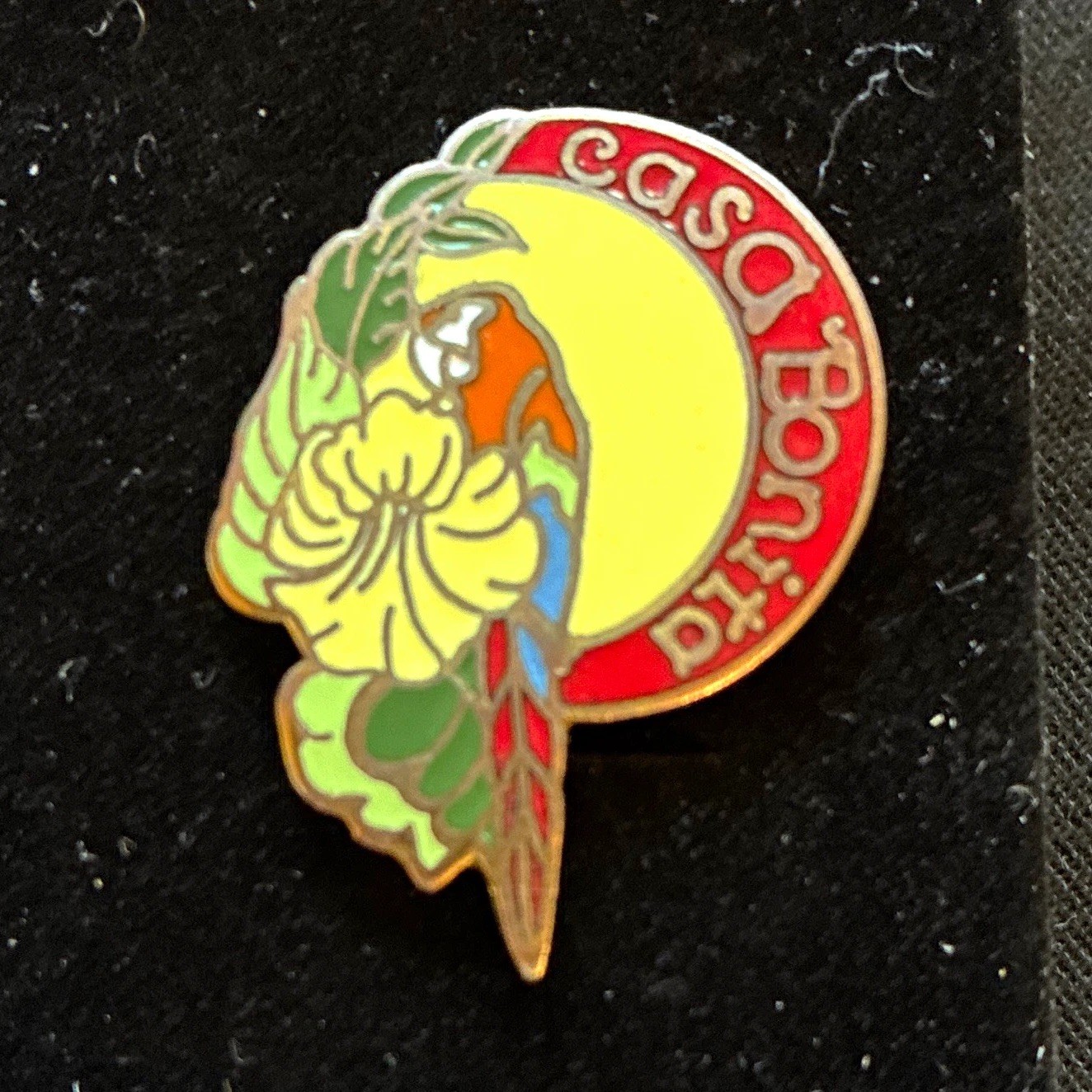 Vintage Casa Bonita Enamel Pinback Lapel Pin