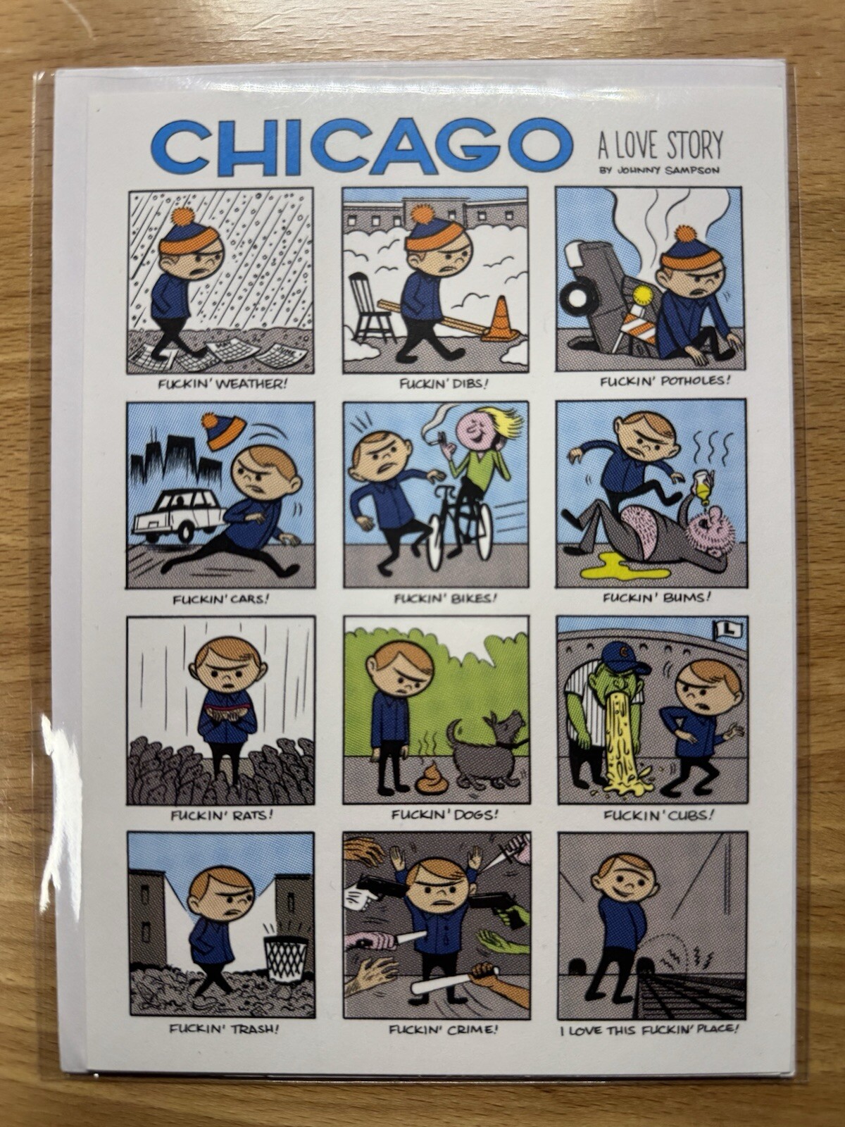Chicago A Love Story Postcard By Johnny Sampson Funny Rare New Art Artwork