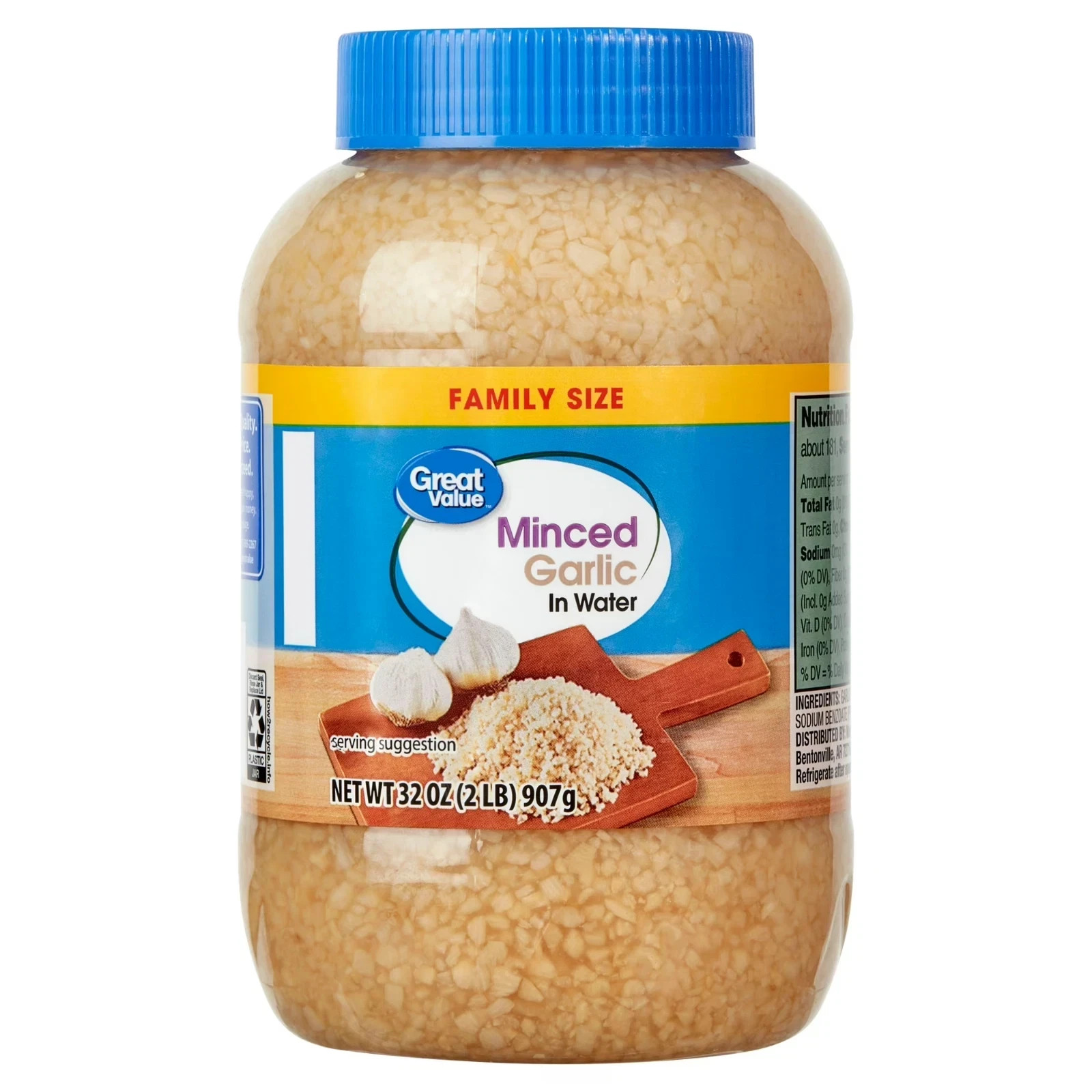 Great Value Family Size Minced Garlic in Water, 32 oz Jar