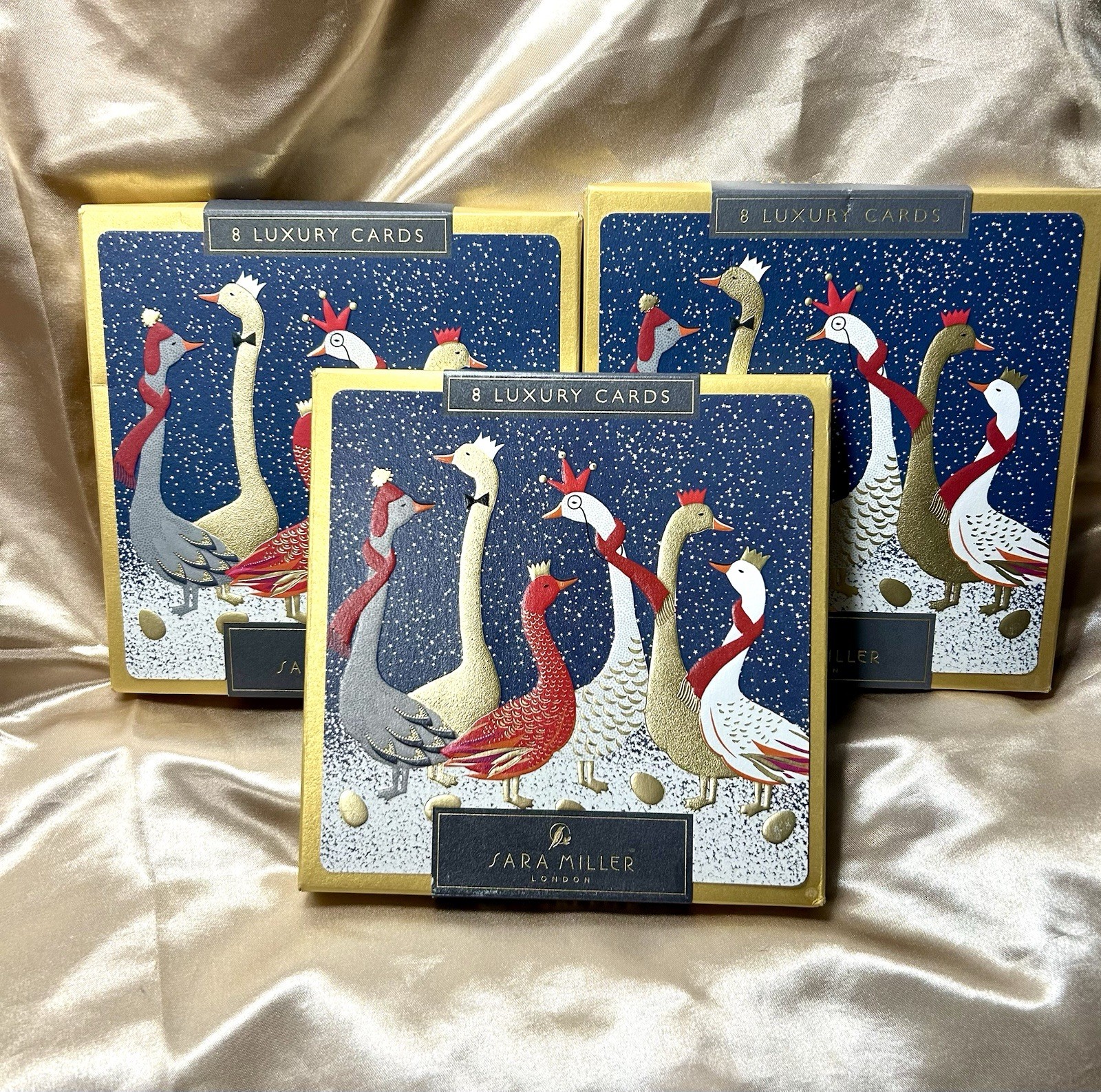 Sara Miller London Christmas Geese Cards Lot of 3 Boxes 24 Cards