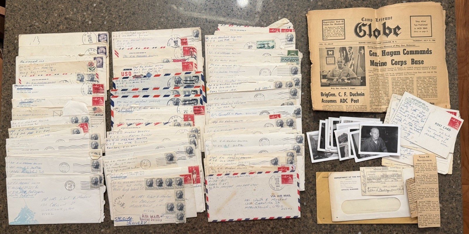 USMC Letter Archive 1956–66 Camp Lejeune + USS Leyte Letters & Service Card