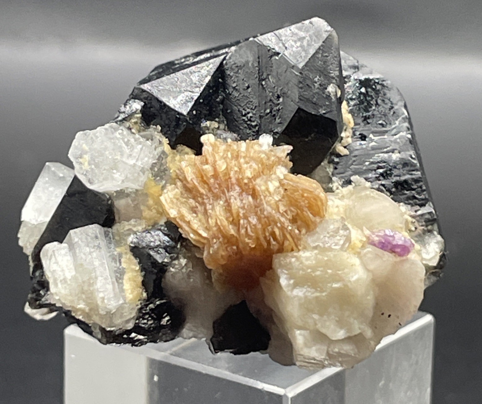 VERY COOL AQUAMARINE,MICA AND APATITE ON SMOKY QUARTZ CLUSTER SKARDU, PAKISTAN