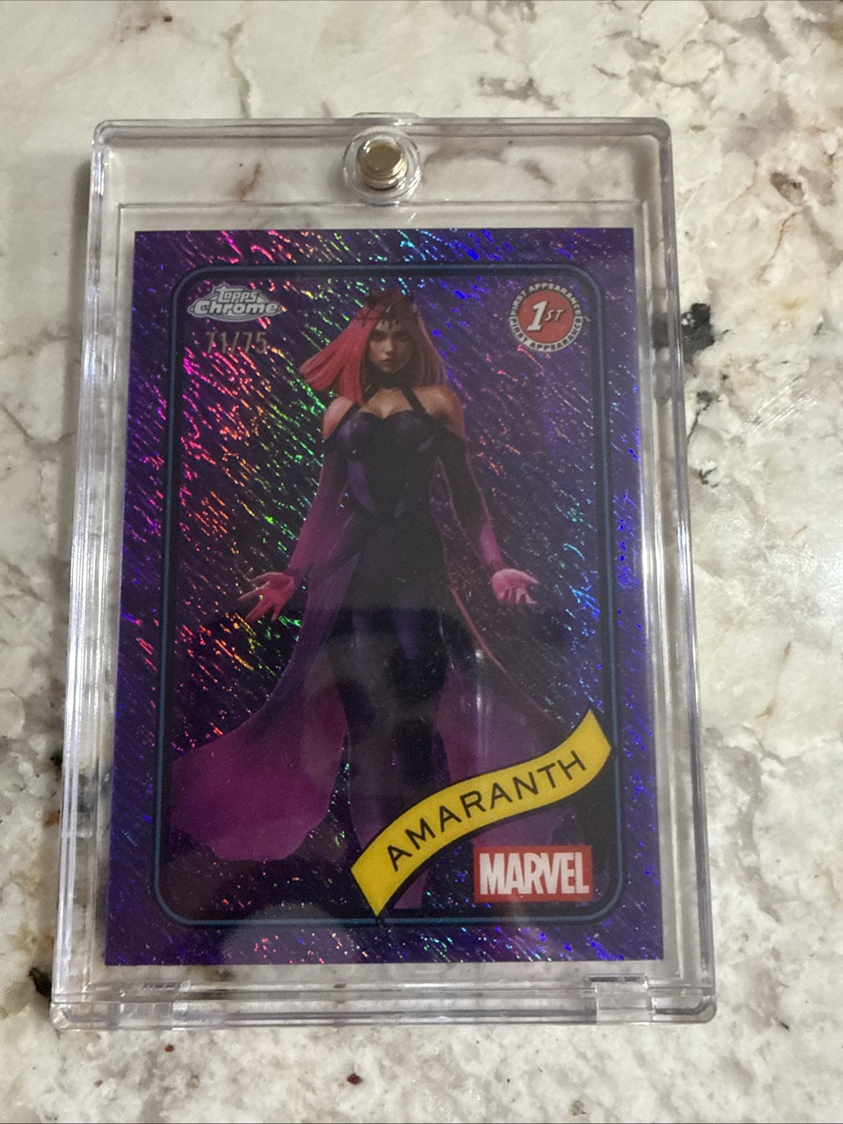 Topps Marvel 2023 Topps Chrome Marvel Amaranth Purple Parallel 1st Ed 71/75 🔥