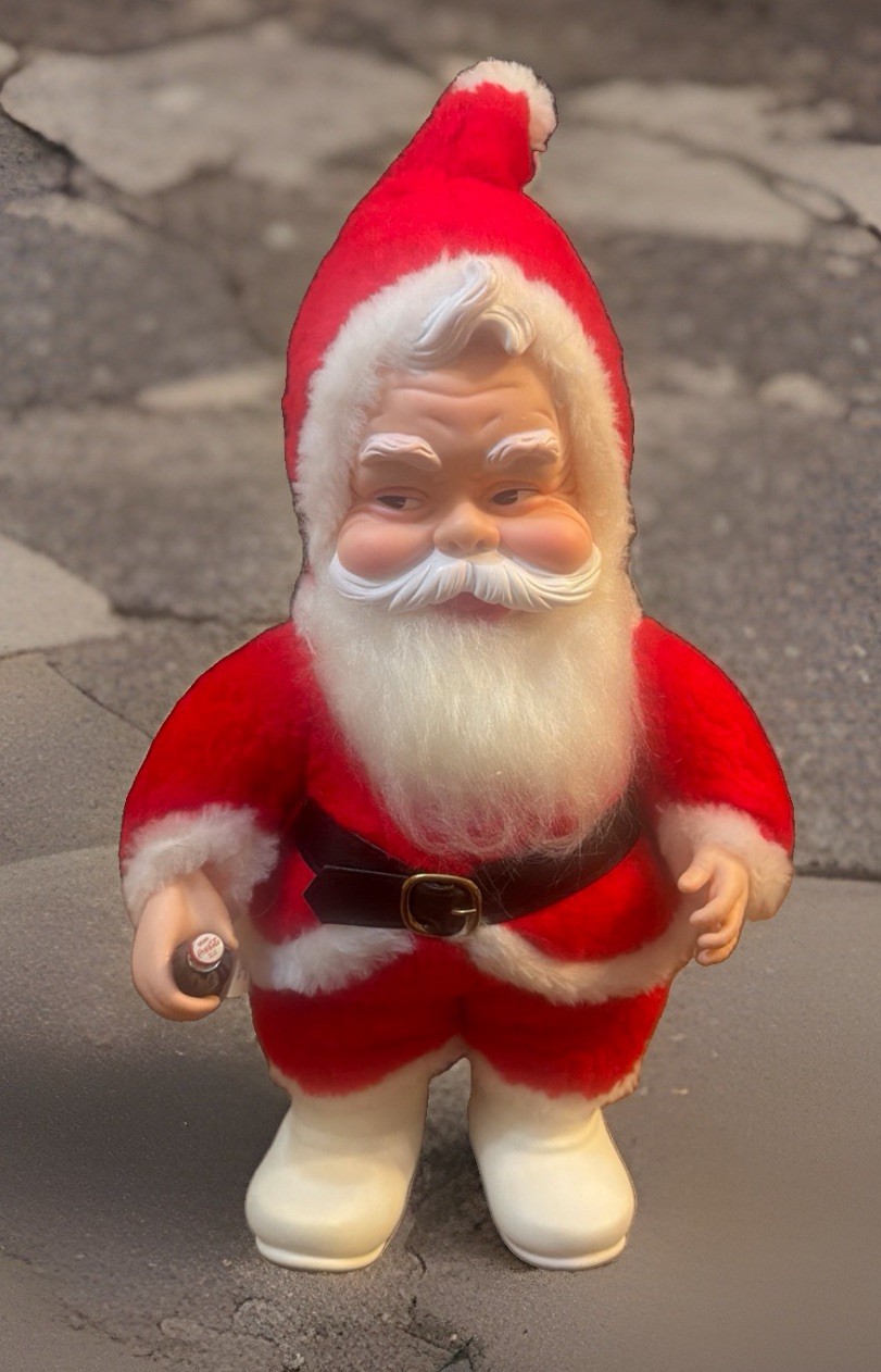 Vtg  1950-60s Rushton Company Coca-Cola Rubber Face Santa Claus 17\