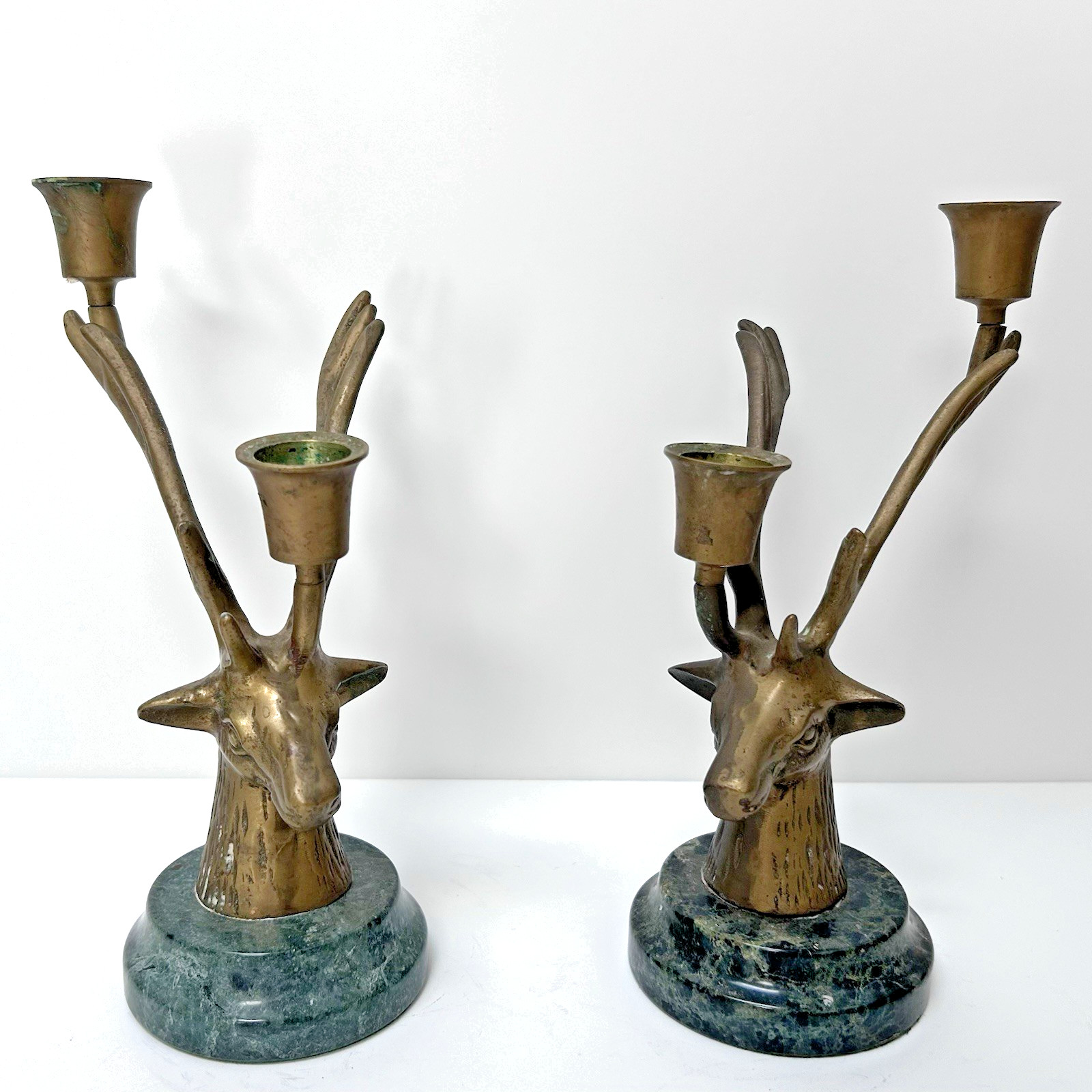 Pair of PETITES CHOSES Vintage Brass Deer Stag 9\