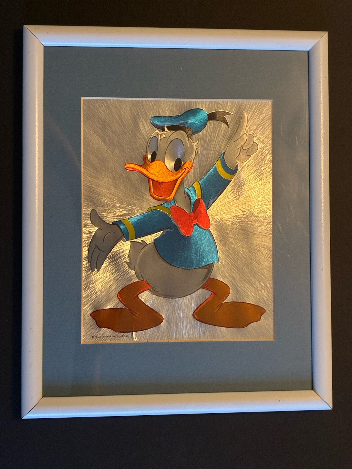 Vintage Walt Disney Productions Donald Duck Holographic Foil Art Print Framed