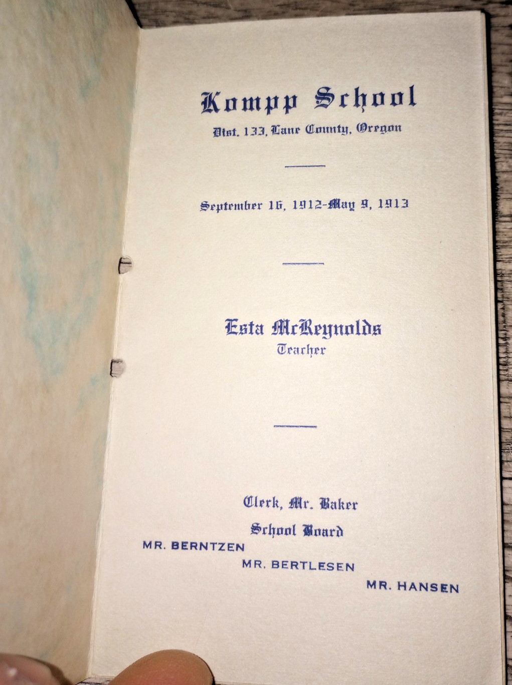 1912-1913 Kompp School Lane County Oregon Teacher Souvenir Student List Rare