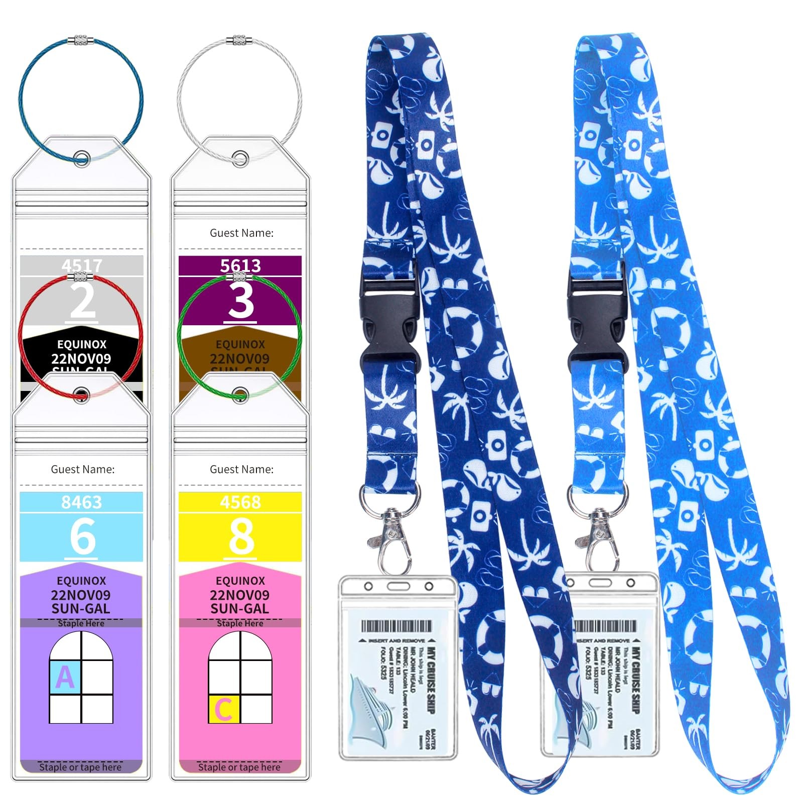 4 Royal Caribbean & Celebrity Cruise 2.5 x 7.4 IN, 2 Lanyard + 4 Holders