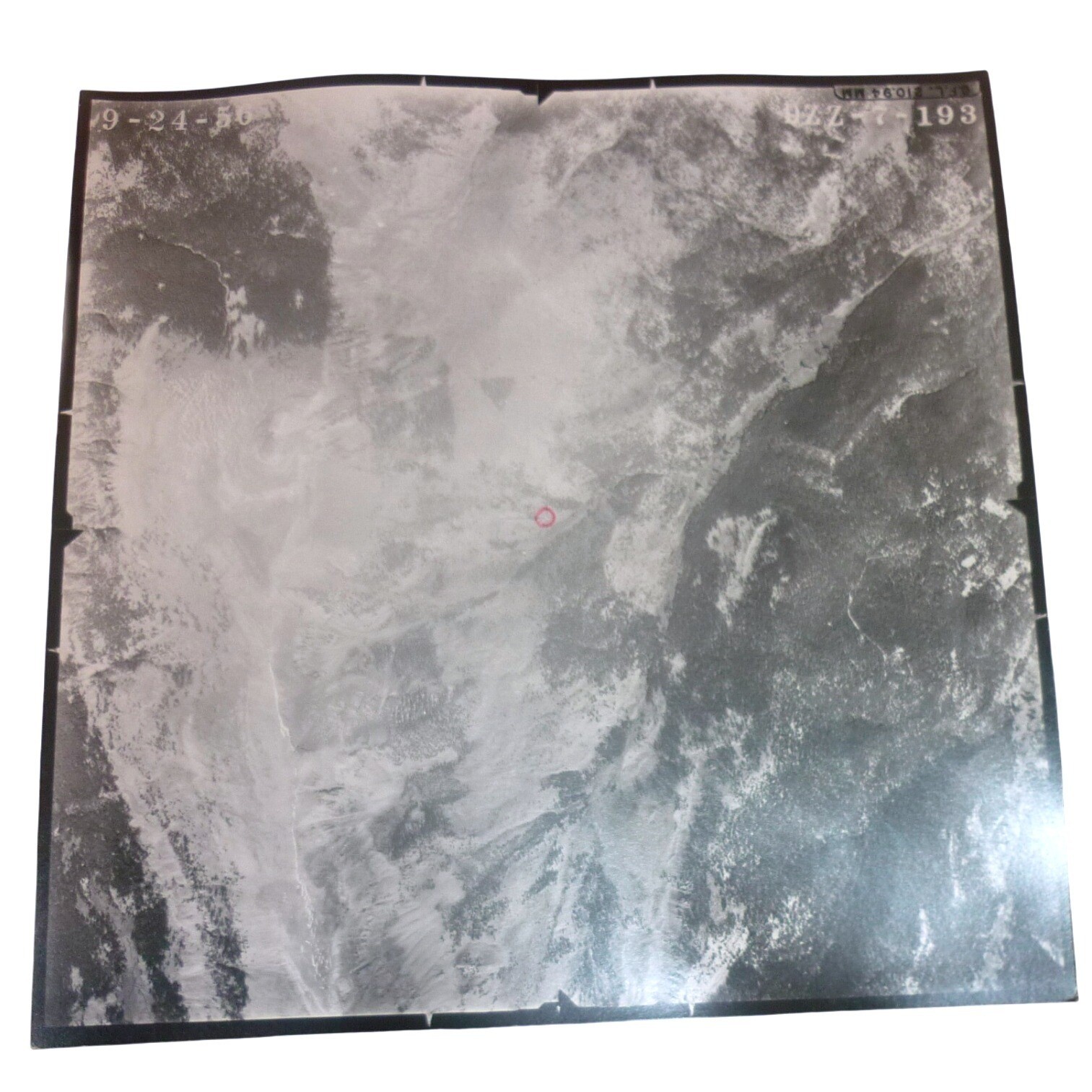 Vintage 1956 Aerial Survey Photograph 9ZZ-7-193 Black White Mapping Photo 9x9