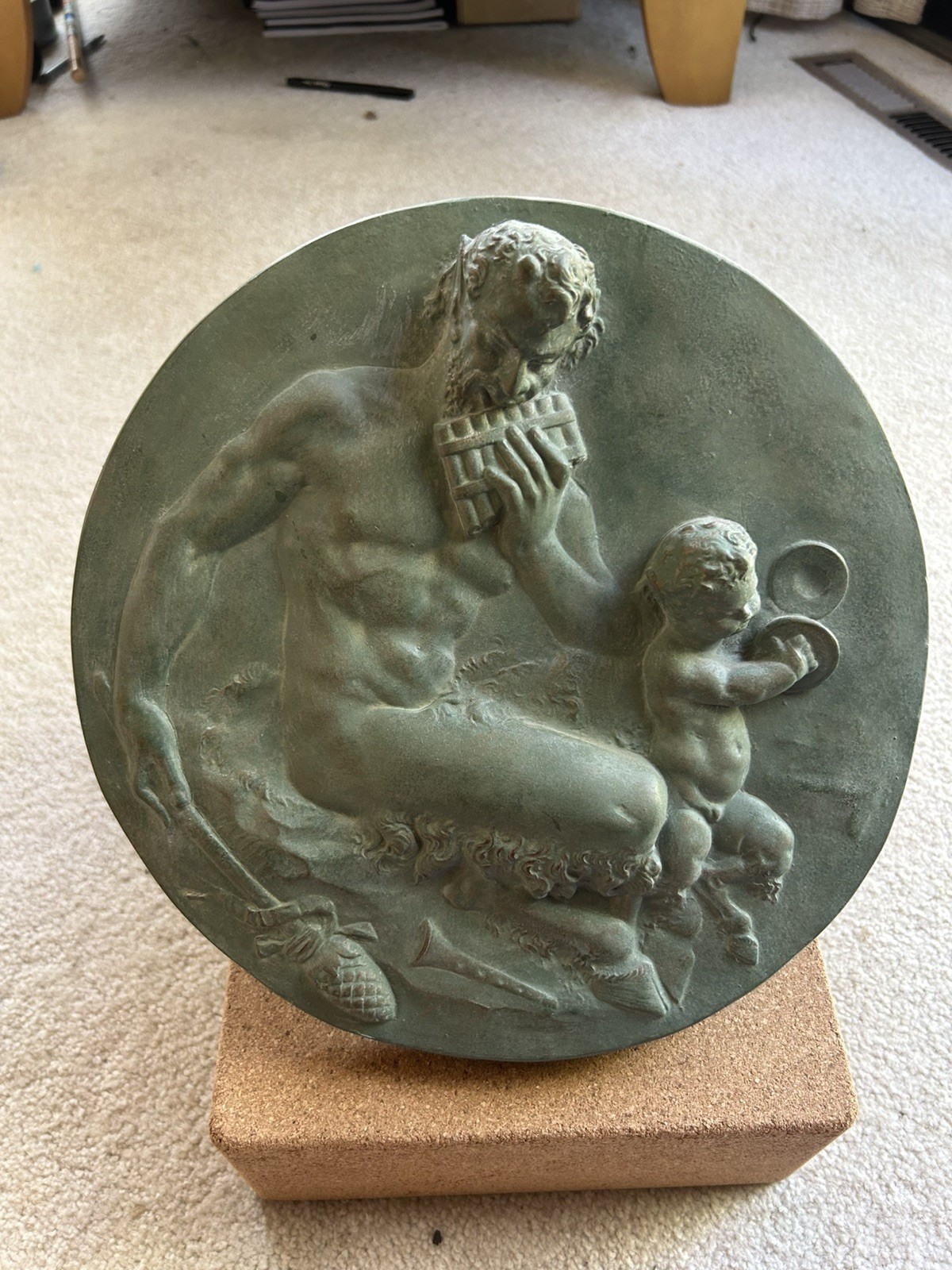 Vintage 1989 ALVA Museum Replicas Satyr & Infant Relief Wall Plaques Pair