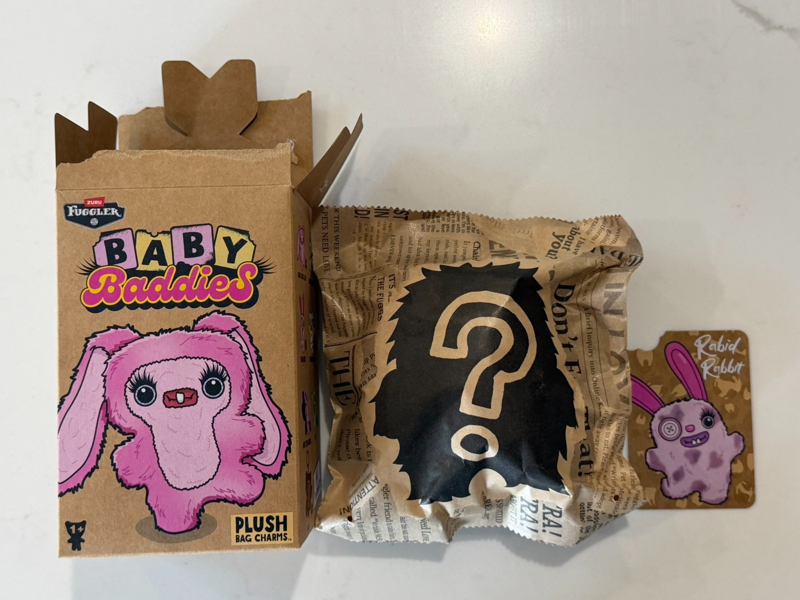 Fuggler ZURU Rabid Rabbit Baby Baddies Keychain Plush Bag Sealed with Box
