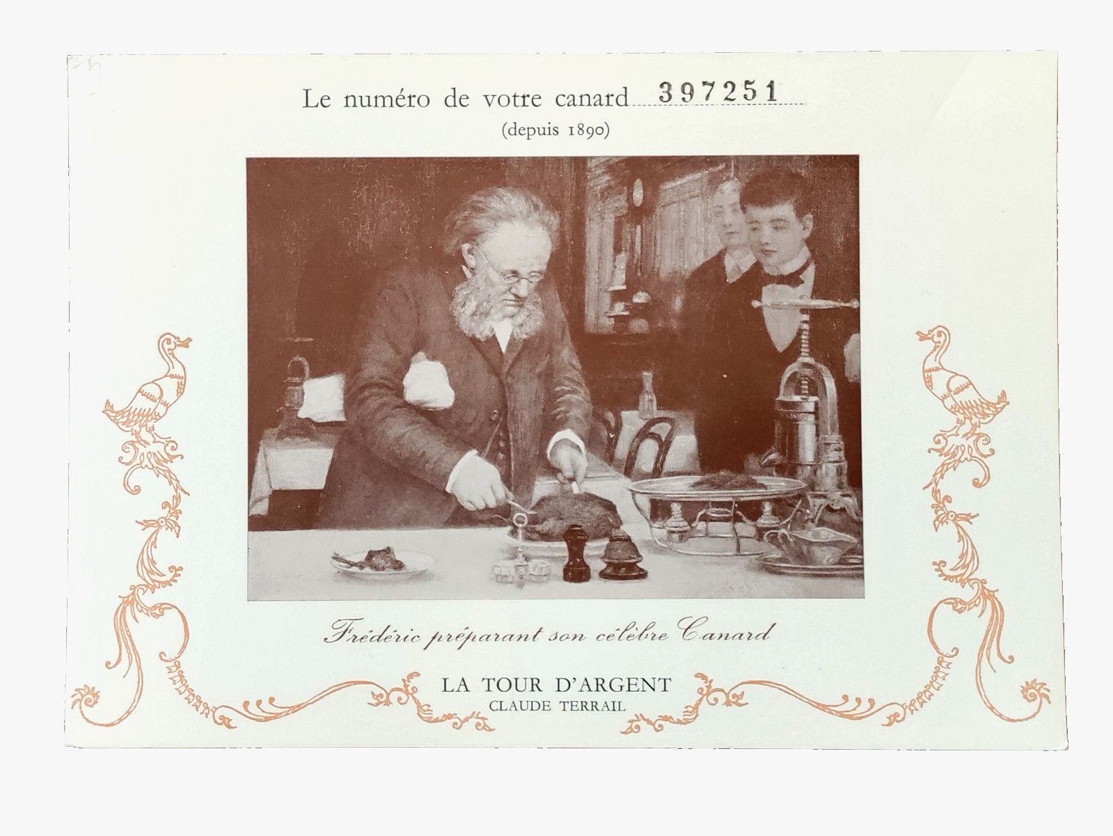 La Tour d\'Argent Restaurant Paris France Duck Press Number Advertising Postcard