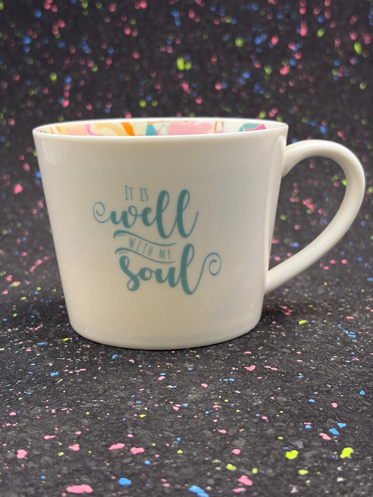 With Love Floral Inner Pattern Coffee Mug - \'It Is Well With My Soul\'
