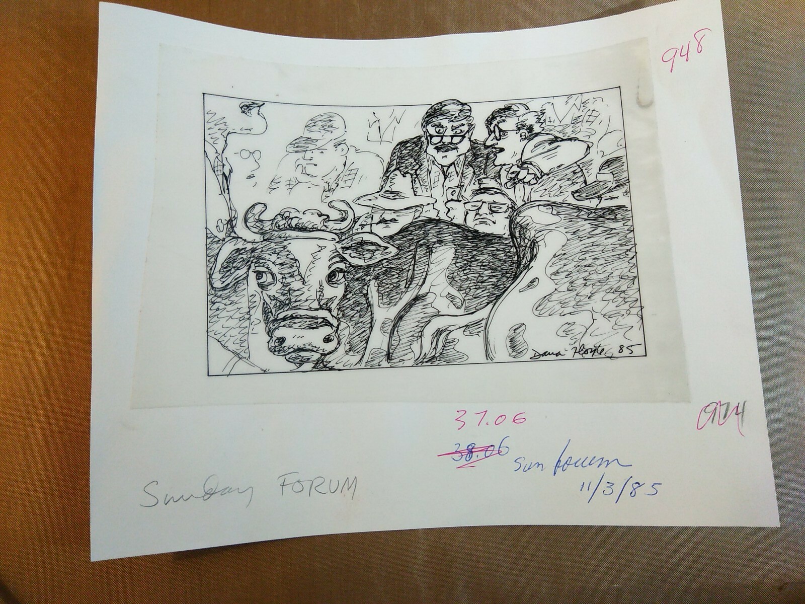 The Oregonian Sunday Forum original art By Dana Hoyle 1985