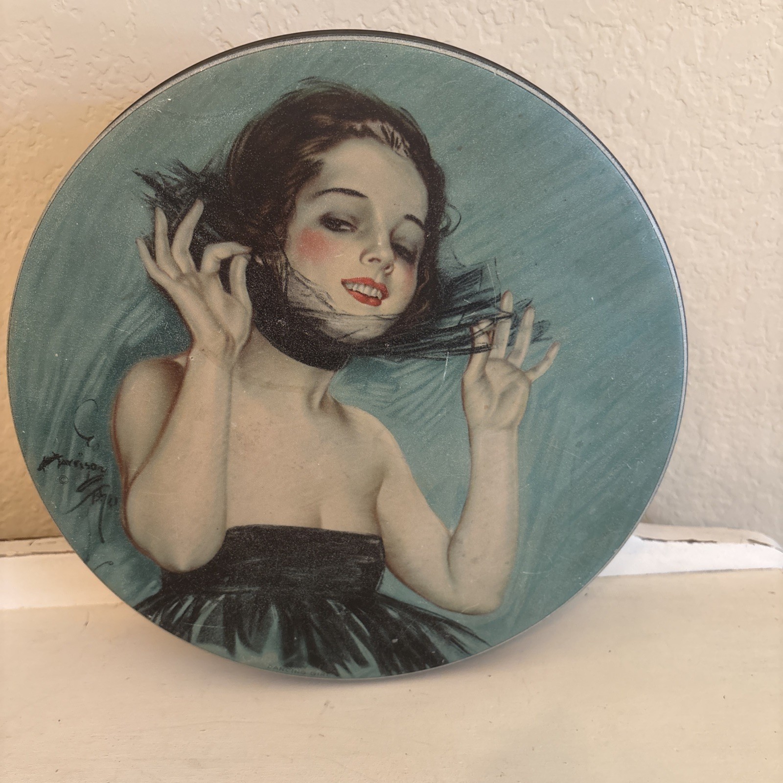 Antique 1920's Harrison Fisher Dancing Flapper Girl Large 10