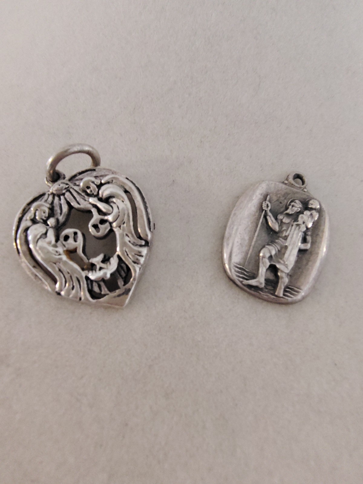 Vtg Sterling Silver Religious Medals St Christopher M Dee Jean & Heart TB 925