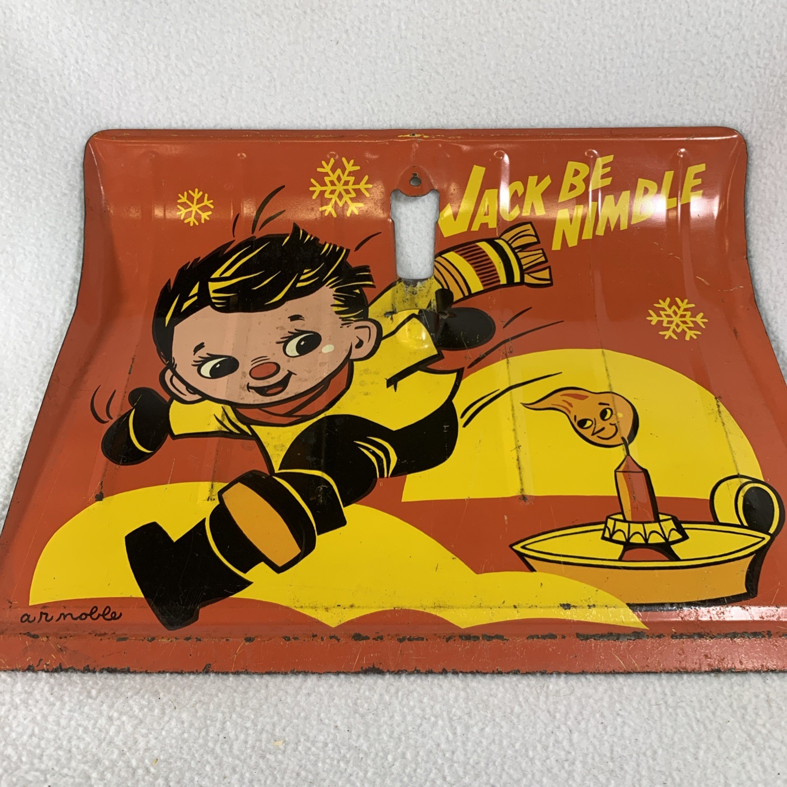Vintage 1950’s AR Noble Jack Be Nimble Nursery Rhyme Child\'s Metal Snow Shovel
