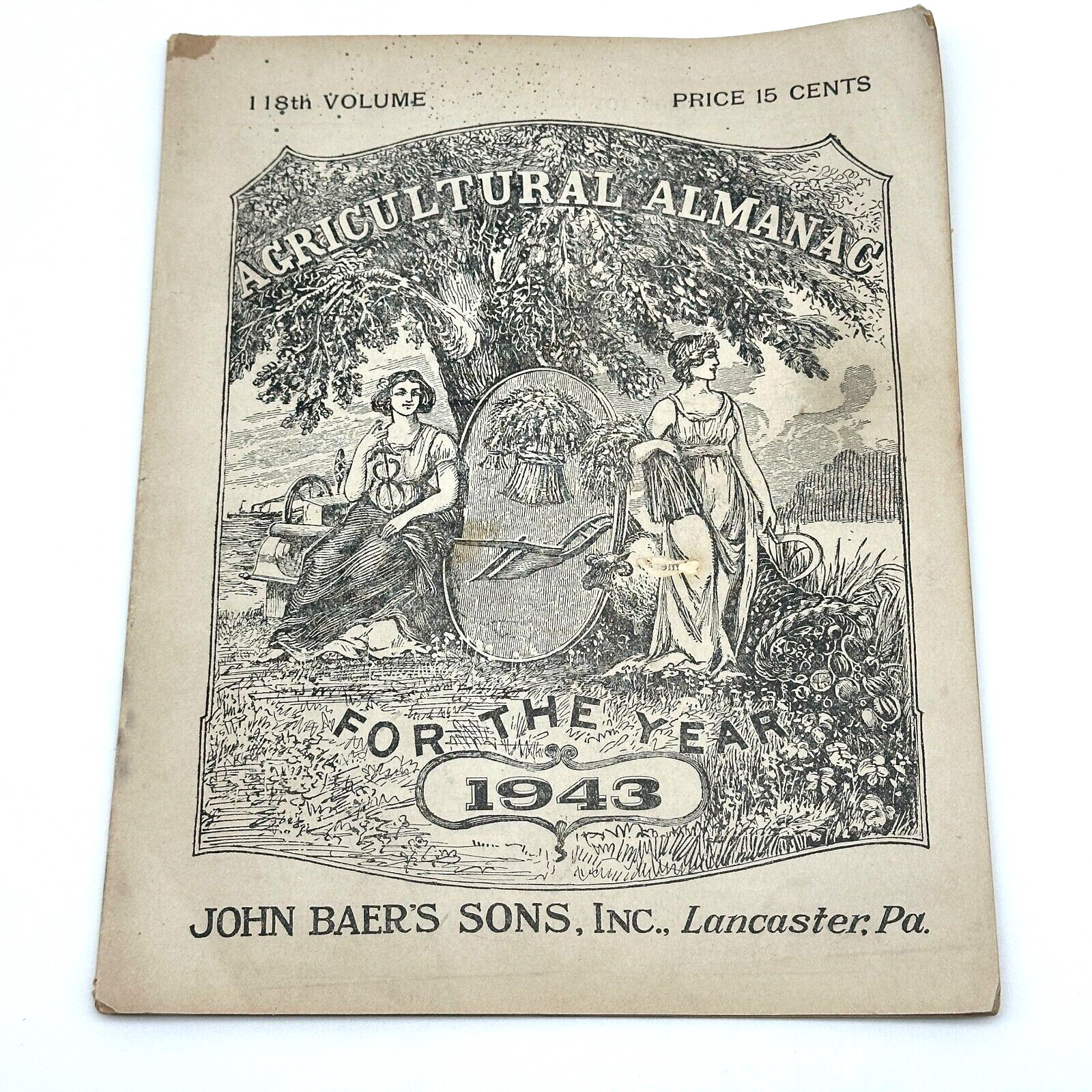 1943 John Baer’s Agricultural Almanac 119th WWII Era Farming & Weather Guide