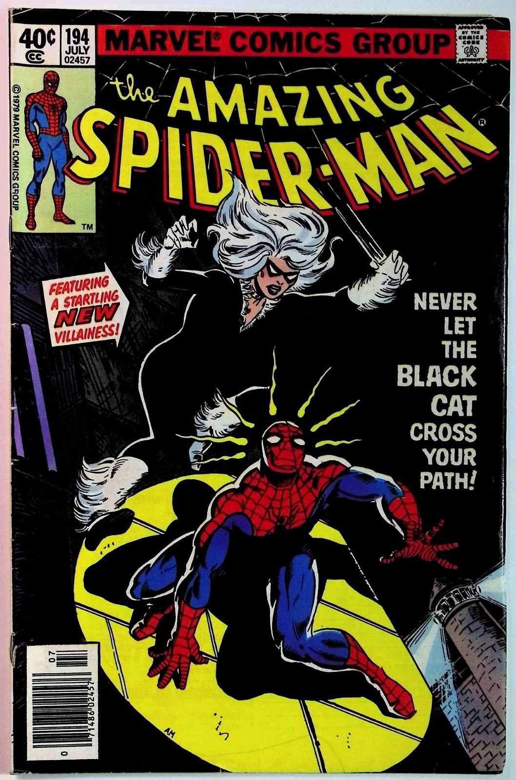 The Amazing Spider-Man #194 Newsstand  (Marvel, July 1979) VG | First Black Cat