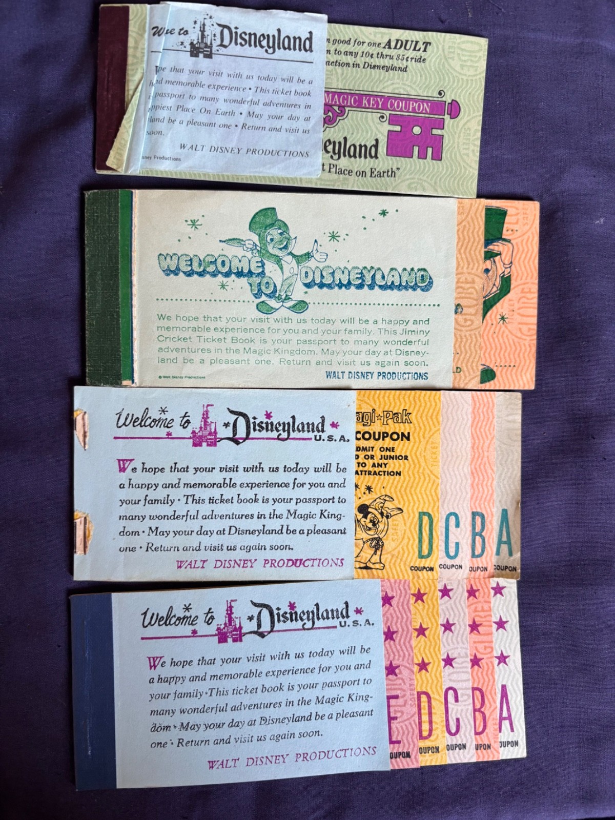 Vintage 1970s Disneyland Partially Used Ticket Books