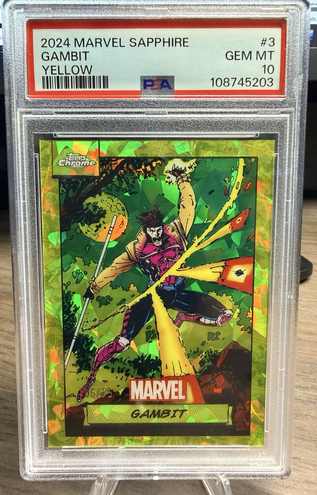 2024 Topps Chrome Marvel Sapphire Gambit Ye llow PSA 10  👀💥 Low Population