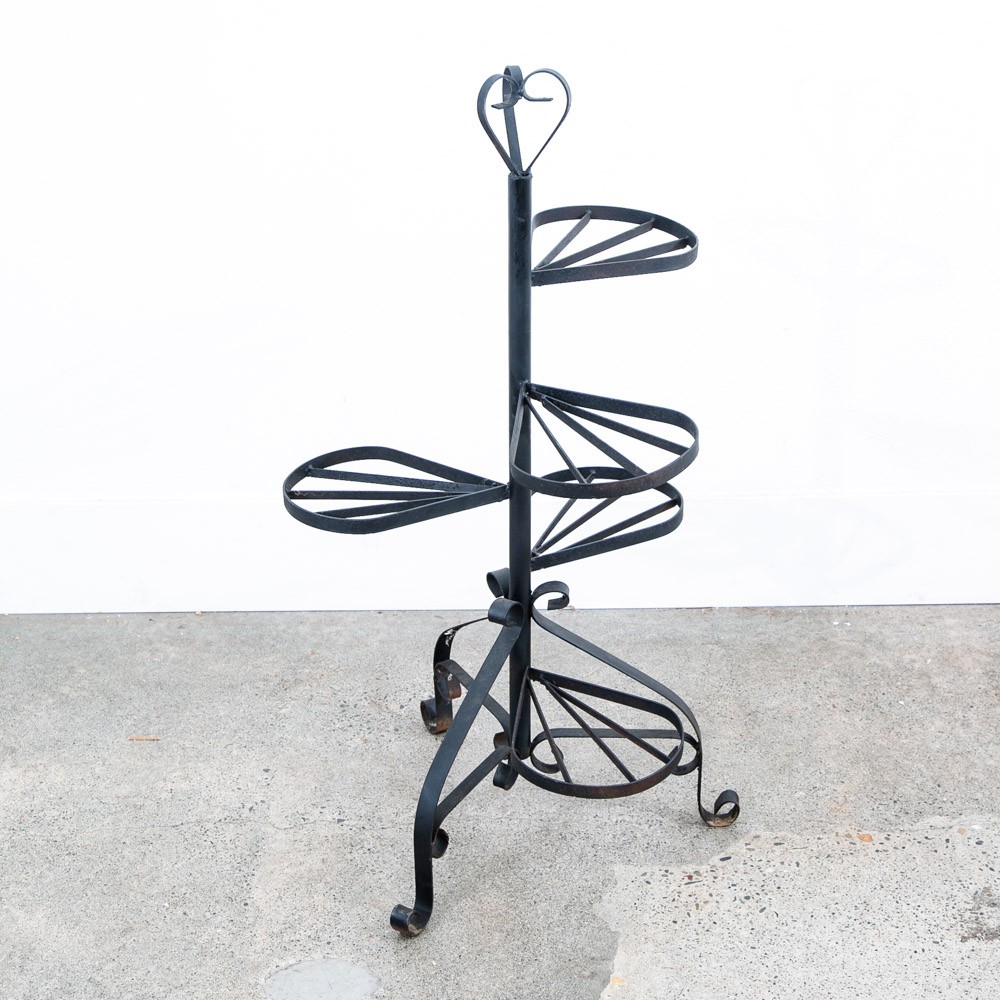 Mid Century Modern Plant Stand Garden Metal Wrought Iron Vintage Outdoor Indoor