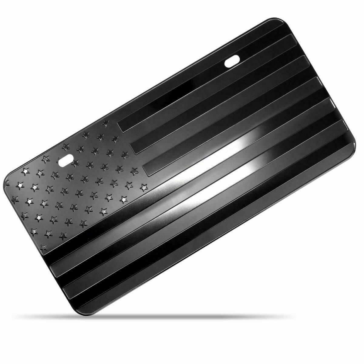 Zone Tech Tactical American Flag Heavy Duty Aluminum License Plate Matte Black