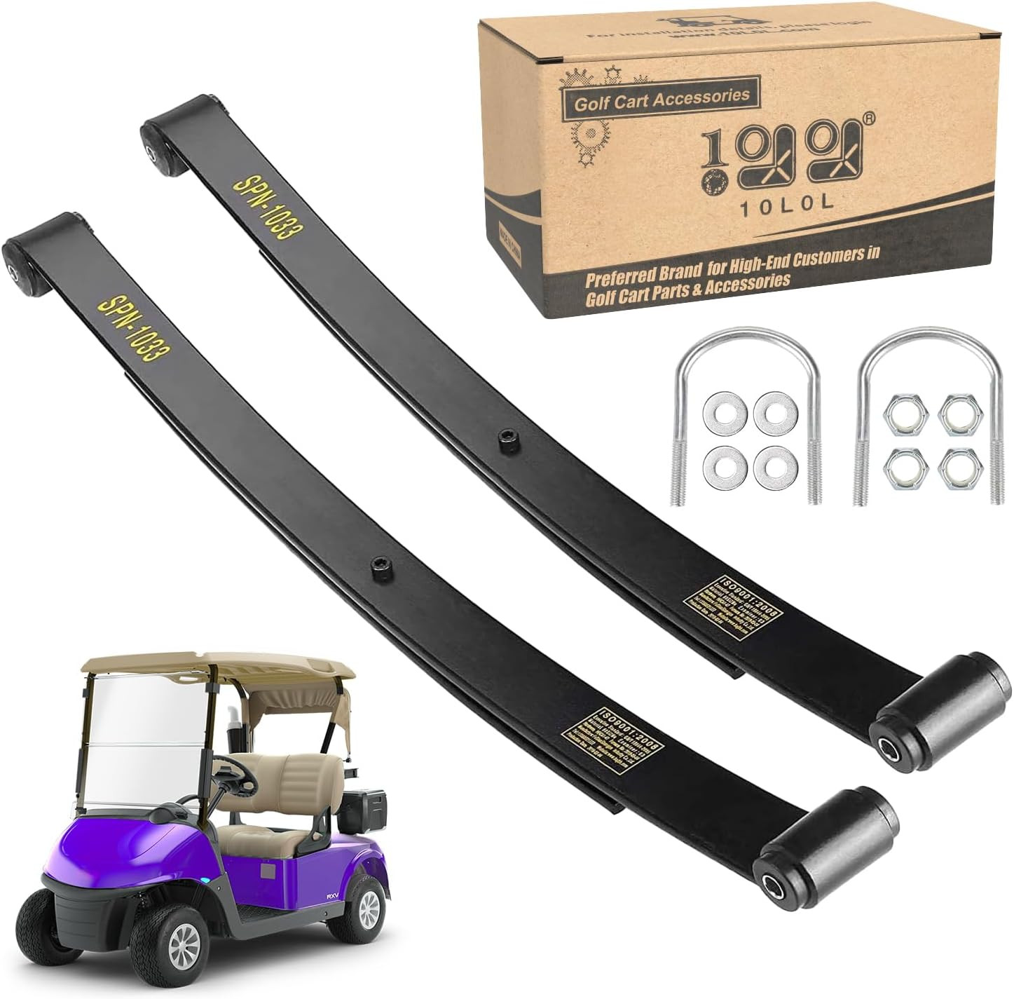 Heavy Duty Rear 2-Leaf Spring Kit for EZGO RXV 2008-Up Golf Cart | Dual-Action S
