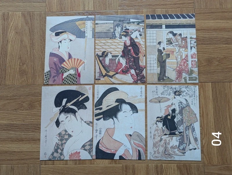 Lot of 6 Postcards Japanese Artist Kitagawa Utamaro