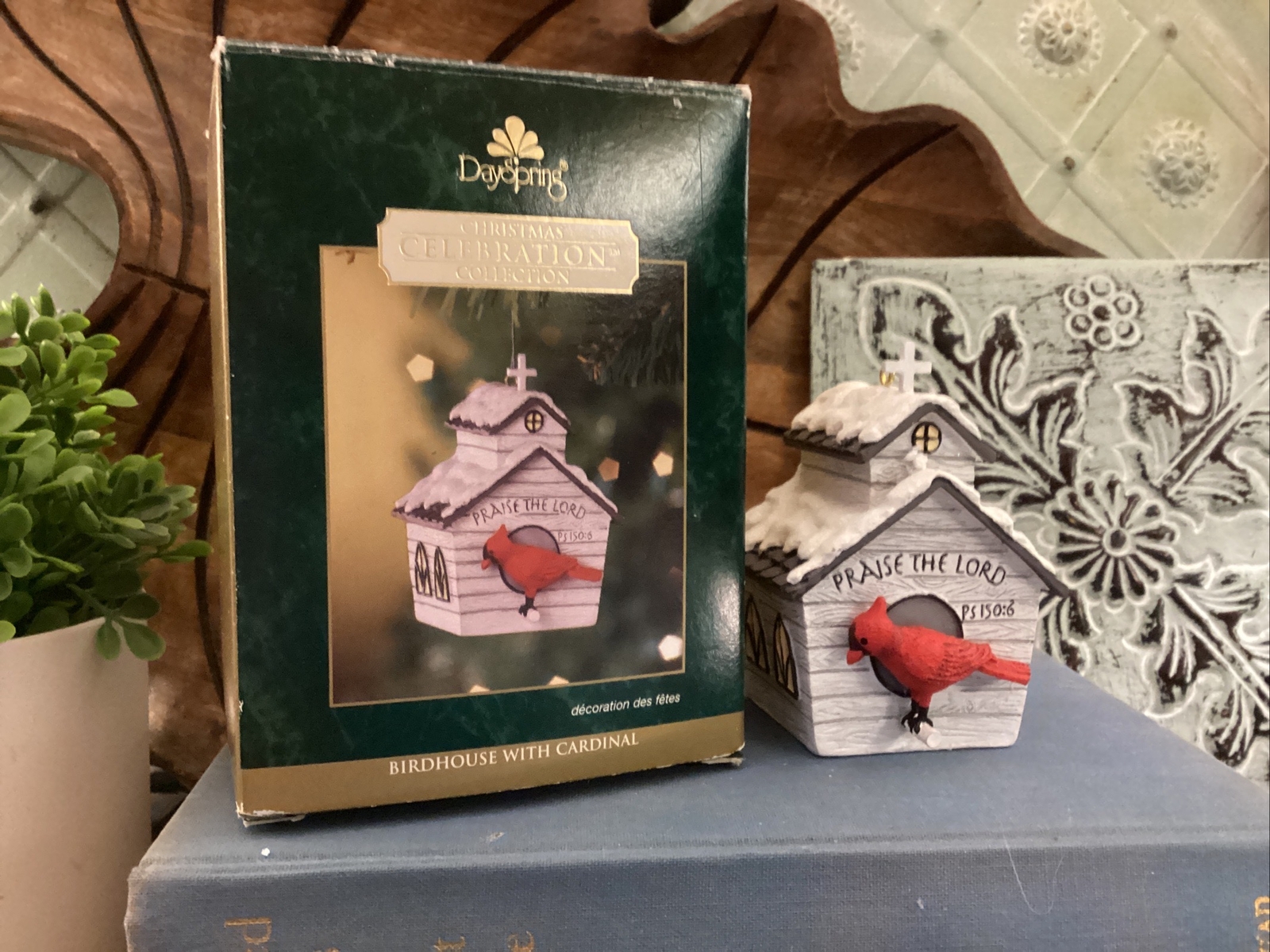 DaySpring Christmas Ornament Cardinal Birdhouse Church Religious Box