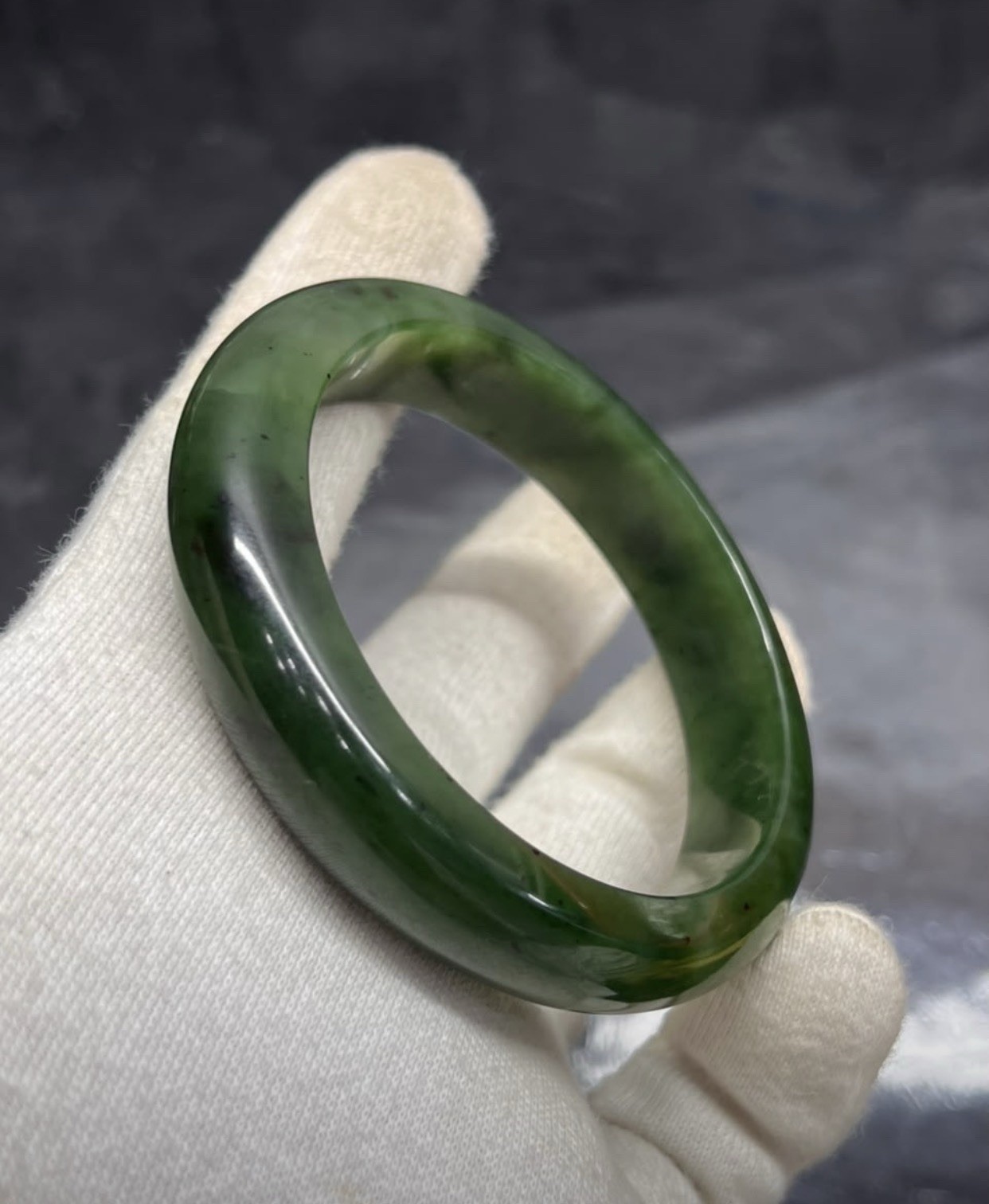 Handmade Nephrite Jade Bangle Top Jellewery Green Natural Stone