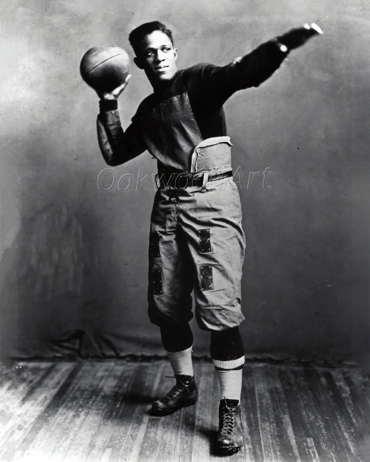 1916 FRITZ POLLARD in Football Pose, Brown University, Vintage Photo Reprint