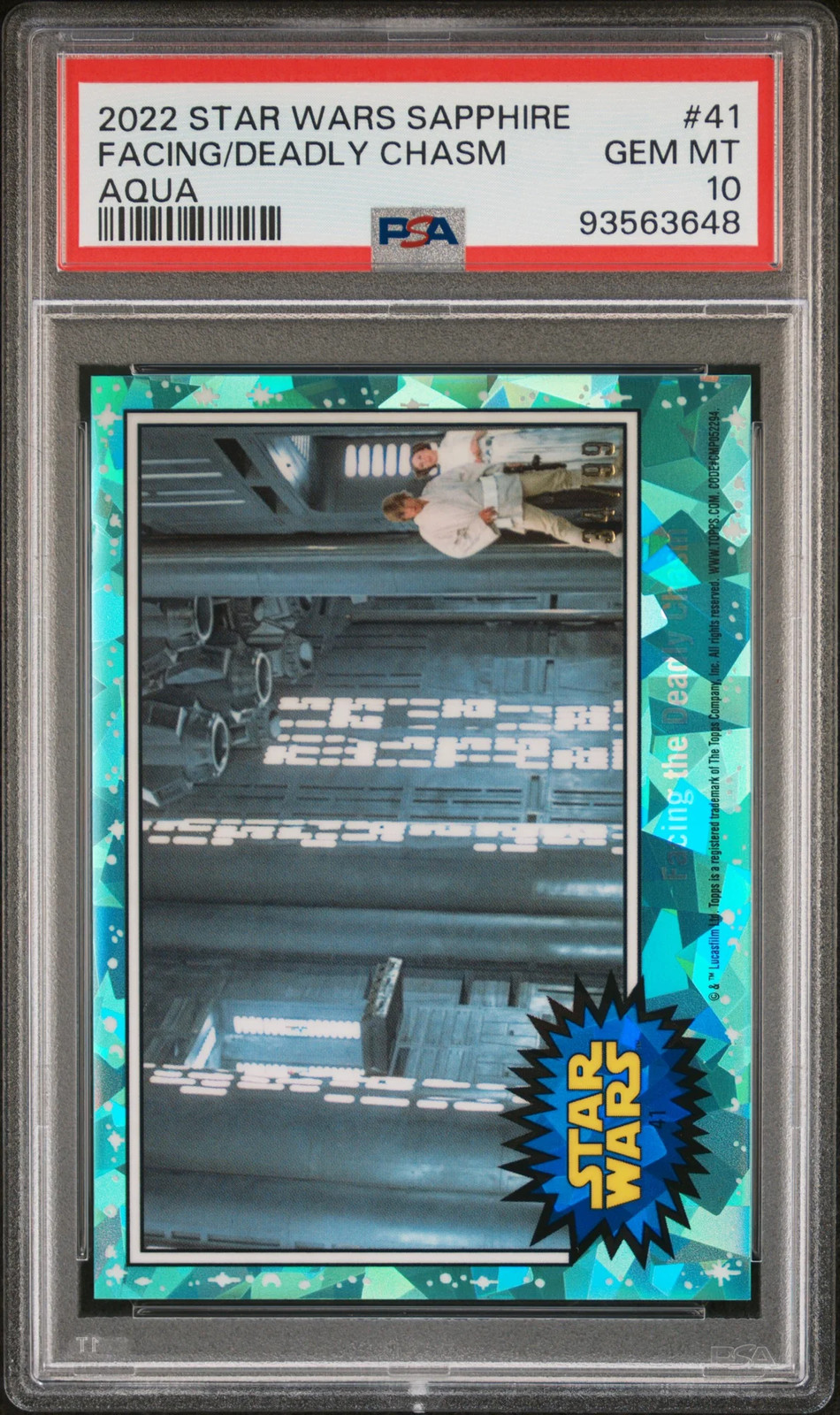 2022 Topps Chrome Sapphire Edition Star Wars Facing Deadly Chasm /99 #41 PSA 10