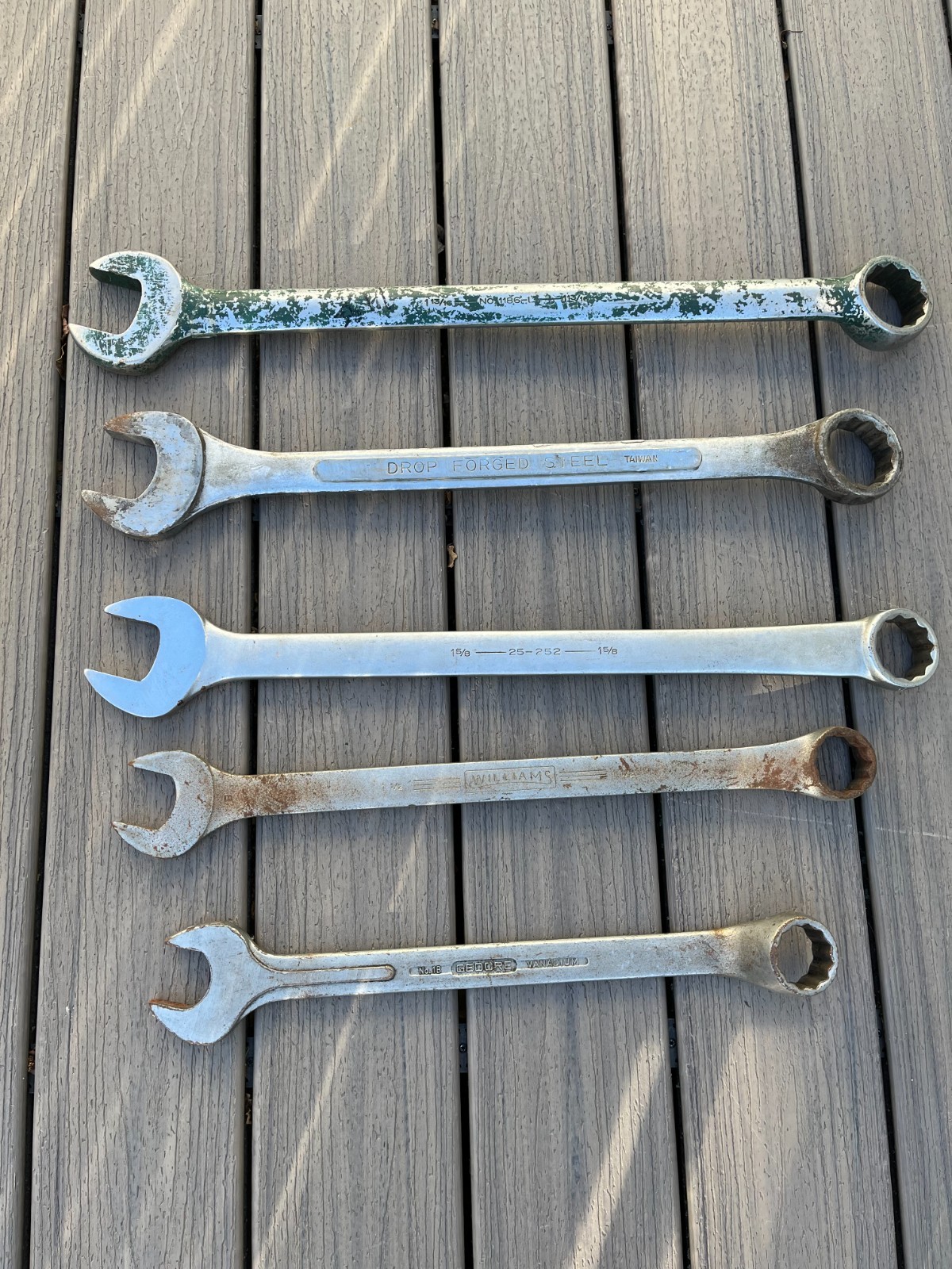 Five very Large wrenches