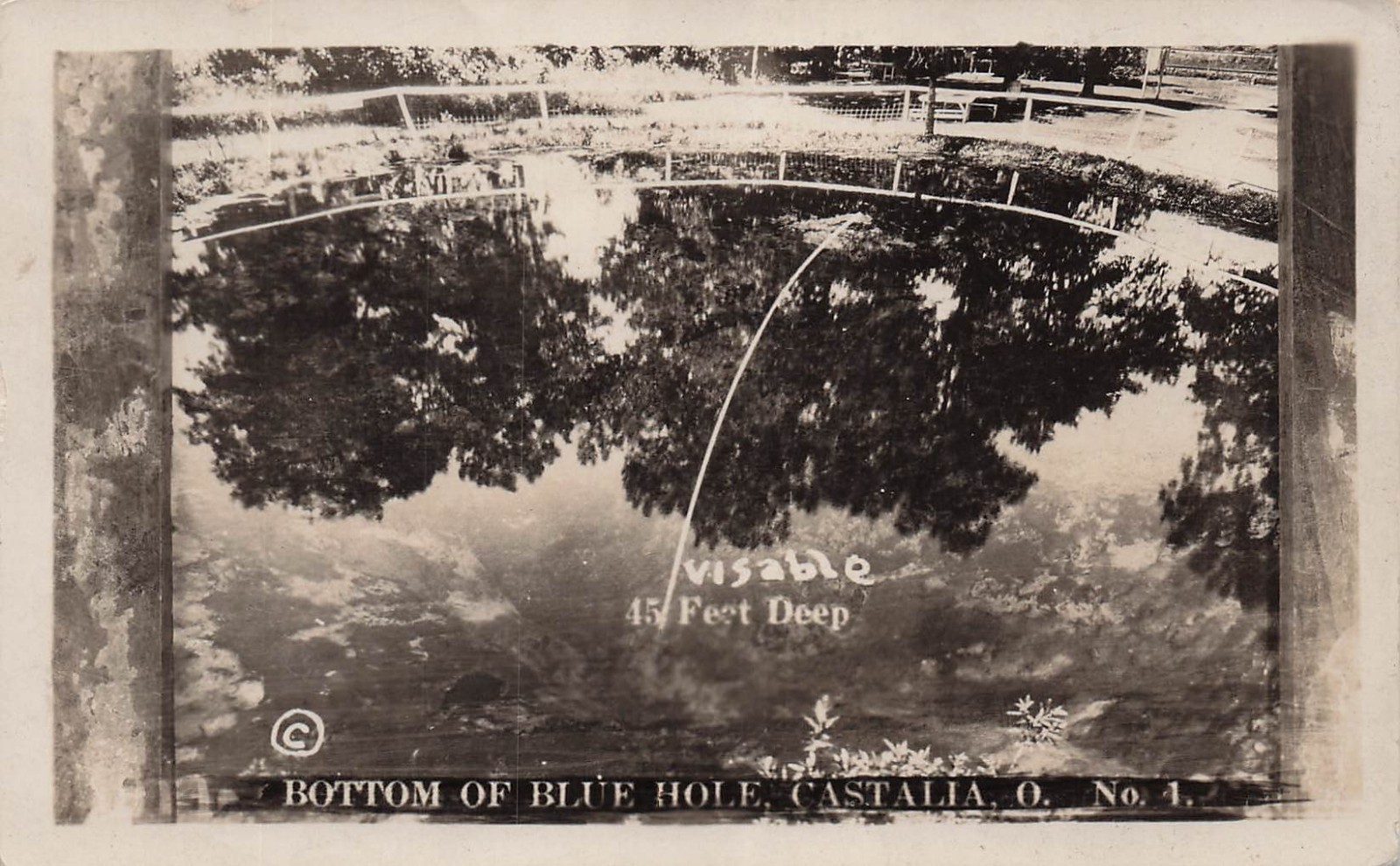 RPPC Castalia Blue Hole Lorain Ohio Artesian Spring Photo Vtg Postcard 42A