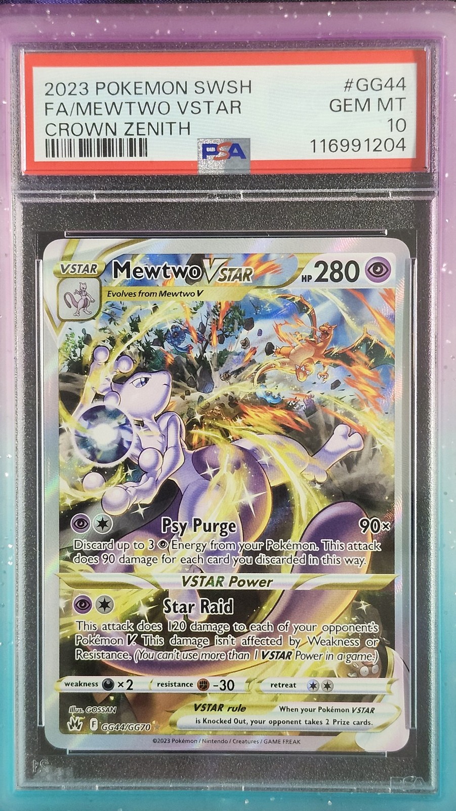 Pokemon PSA 10 Mewtwo VSTAR GG44 Crown Zenith