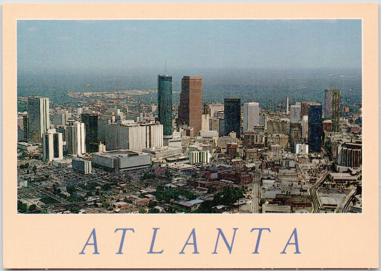 Atlanta GA Skyline Downtown Skyscrapers Cityscape Aerial View Postcard P-210