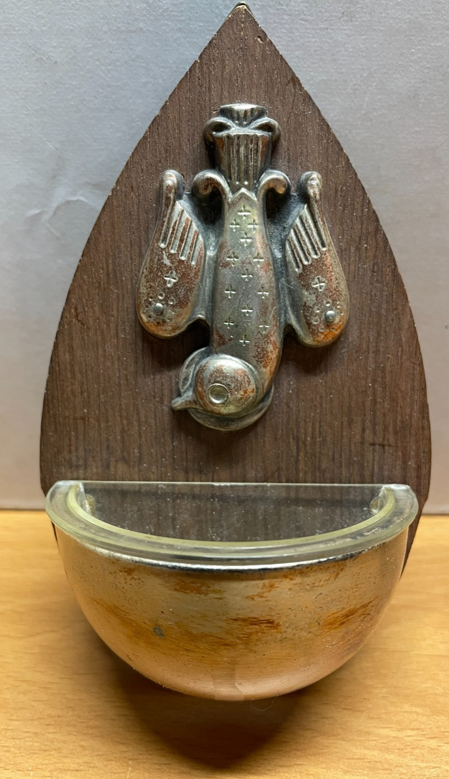 Wooden Catholic Holy Spirit Holy Water Font | Made in Germany