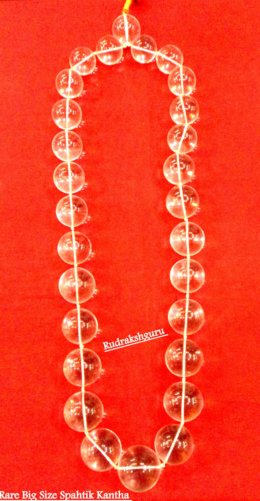 Rare Big Size Sphatik Kantha / Quartz Crystal Big Size Mala - 1120 gm - 28 beads