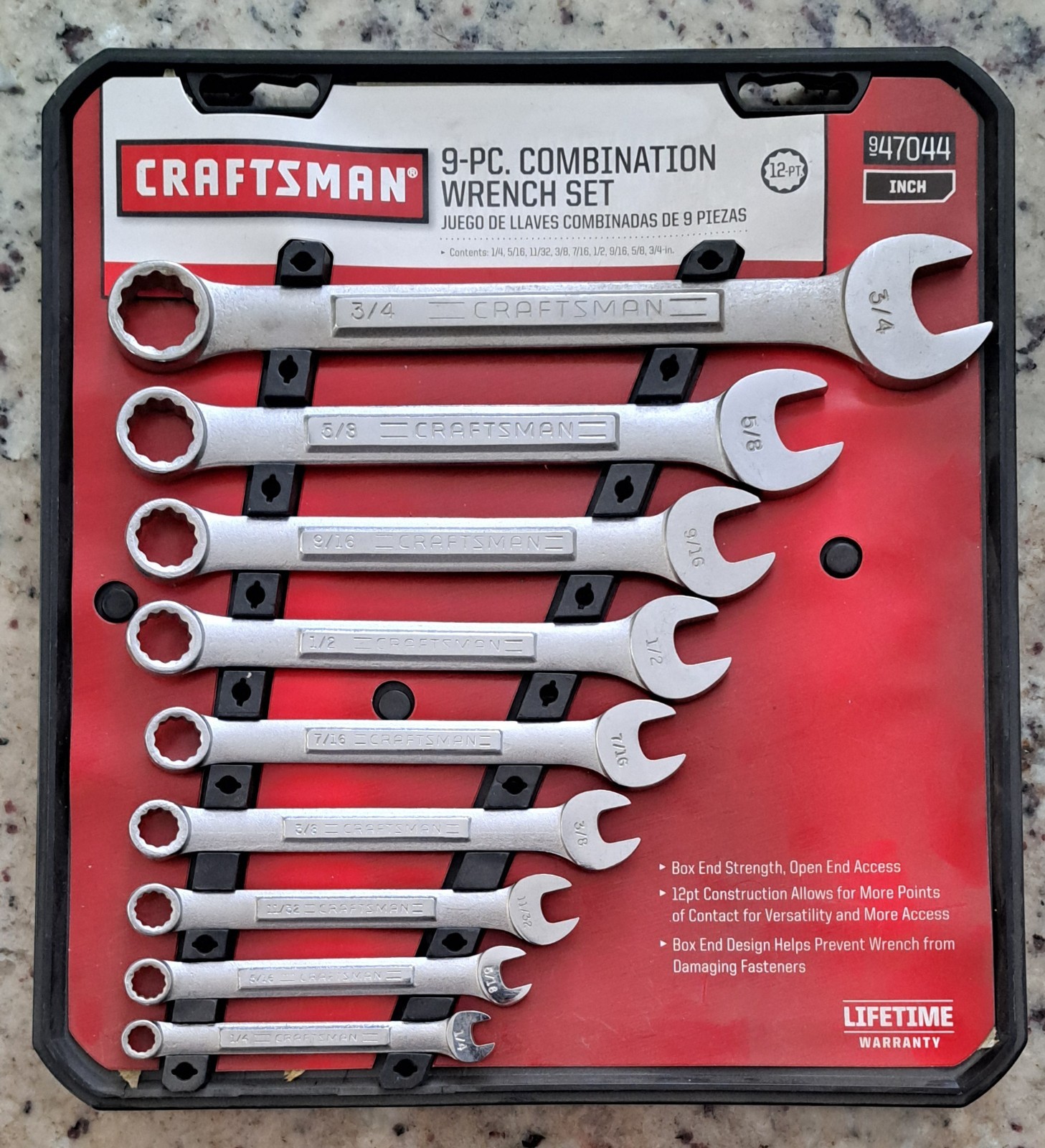 Craftsman USA 9pc SAE Combination Wrench Set 47044 New