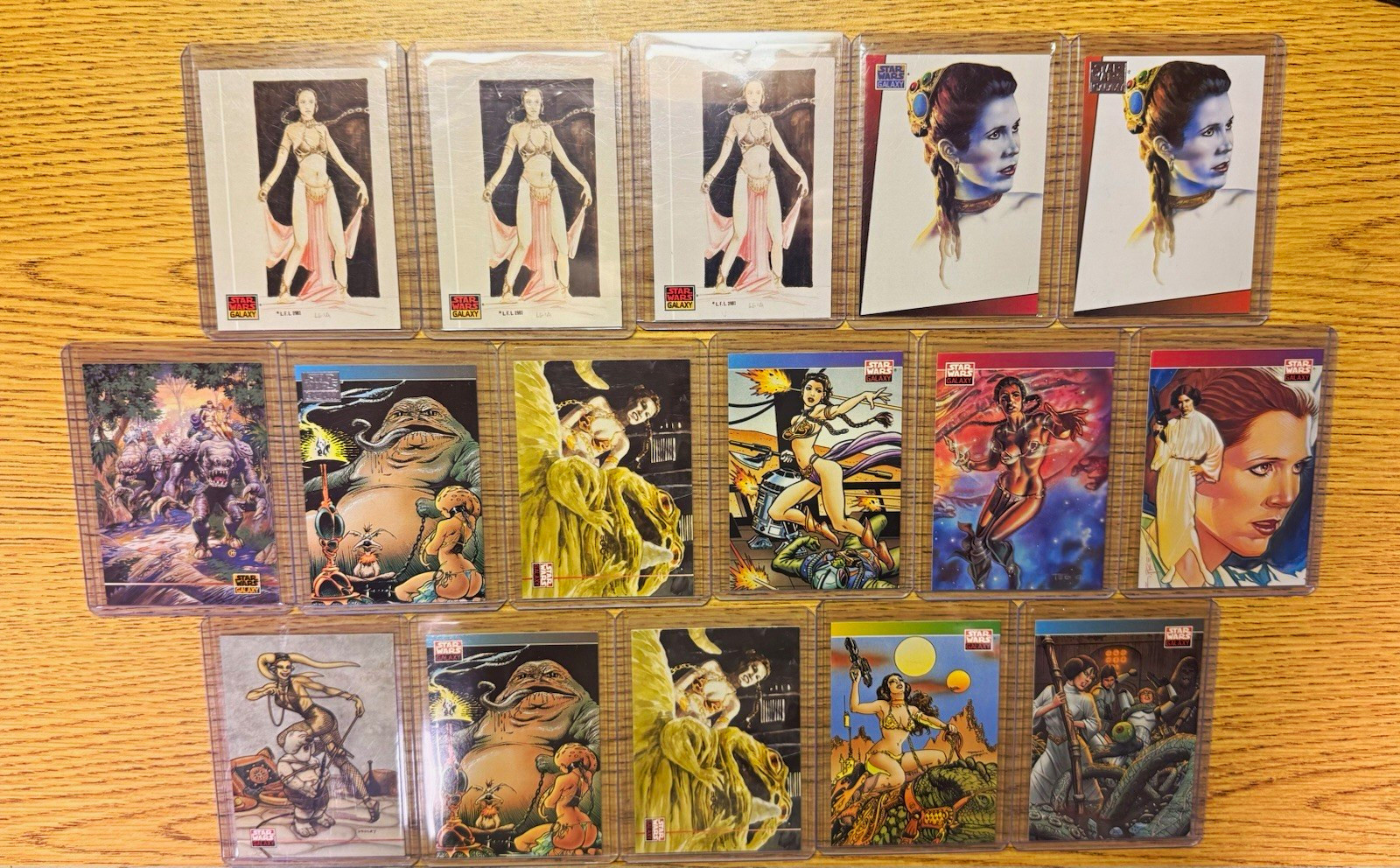 1993-1995 Topps Star Wars Galaxy 16 Card Lot “SLAVE LEIA/OOLA” 
