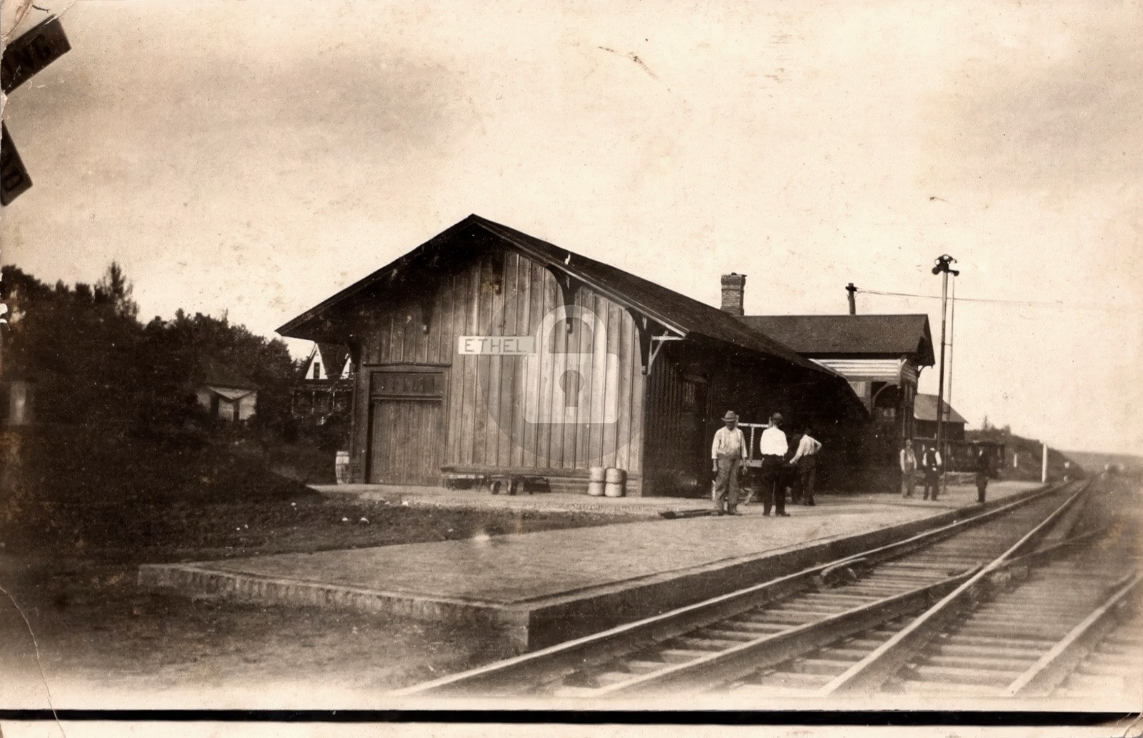 AT&SF Railroad Depot Ethel MO Missouri Macon County RPPC Photo Postcard COPY