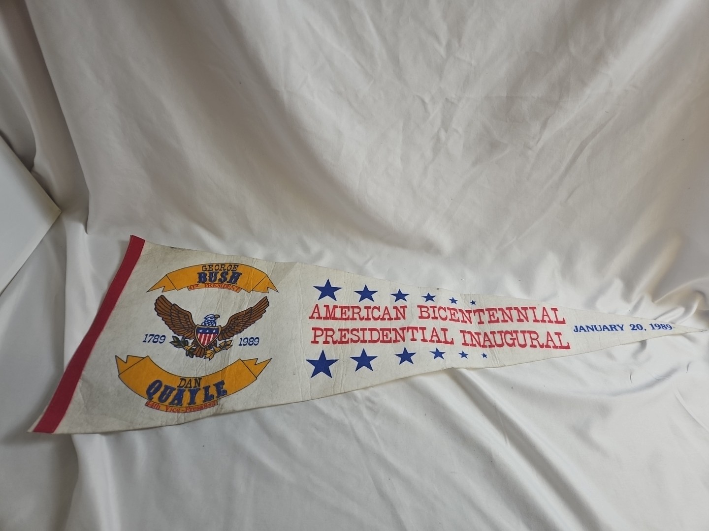 1989 US President George H.W. Bush Quayle Bicentennial Inauguration Pennant BBYC