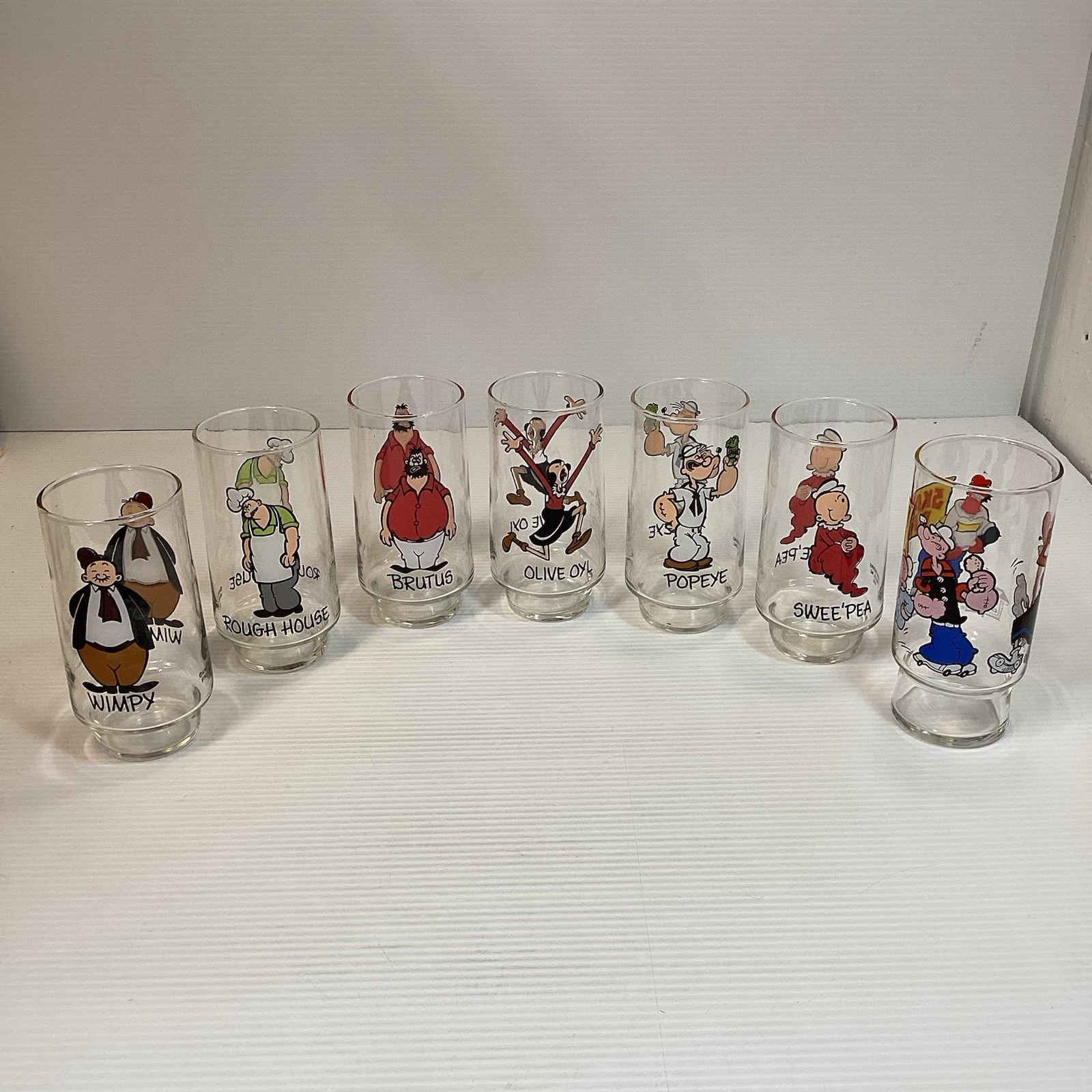 Popeye Complete 1973 Coca Cola Kollect A Set Glasses Pre-Owned