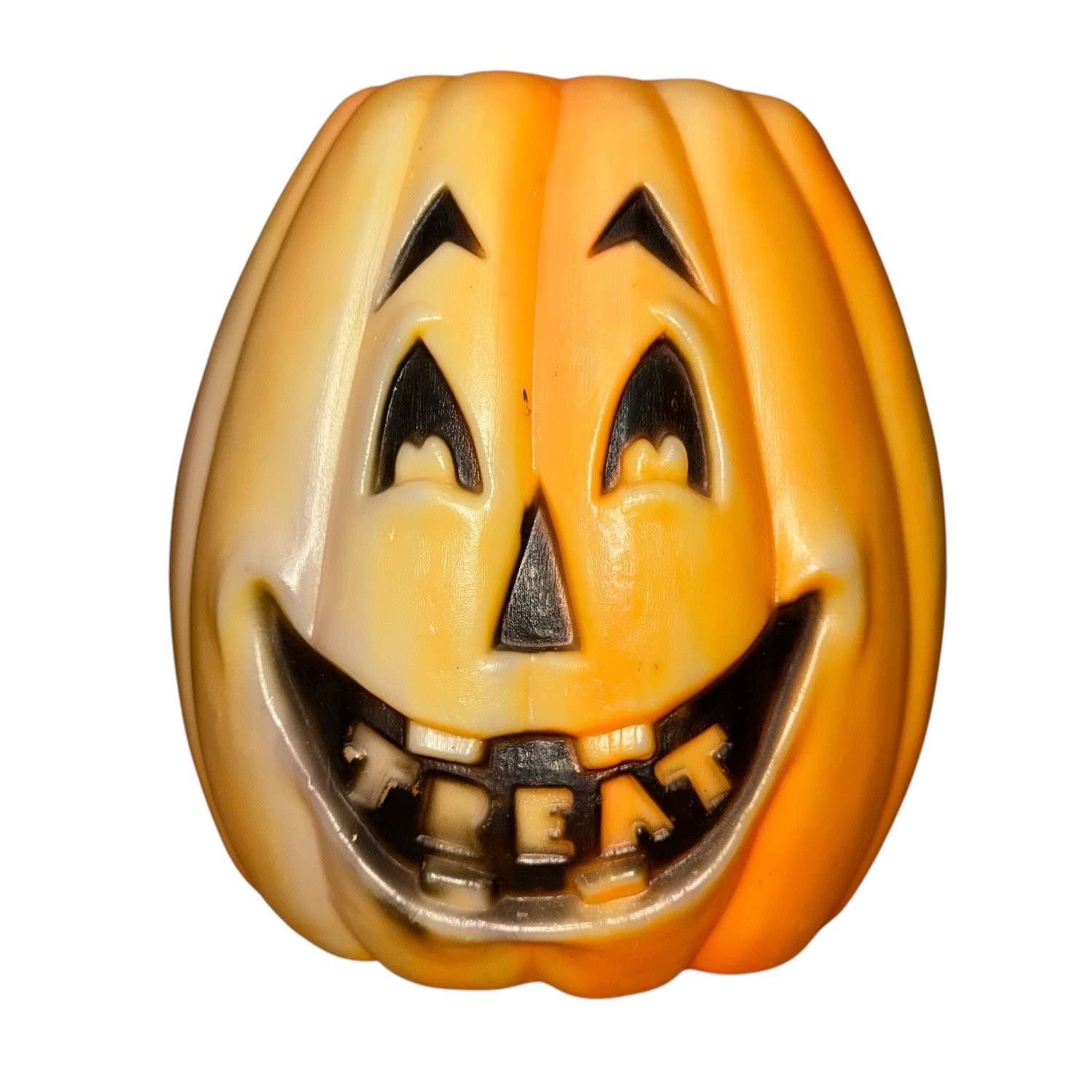 Vintage Halloween Blow Mold Pumpkin Jack O Lantern Treat Teeth Light Up Decor