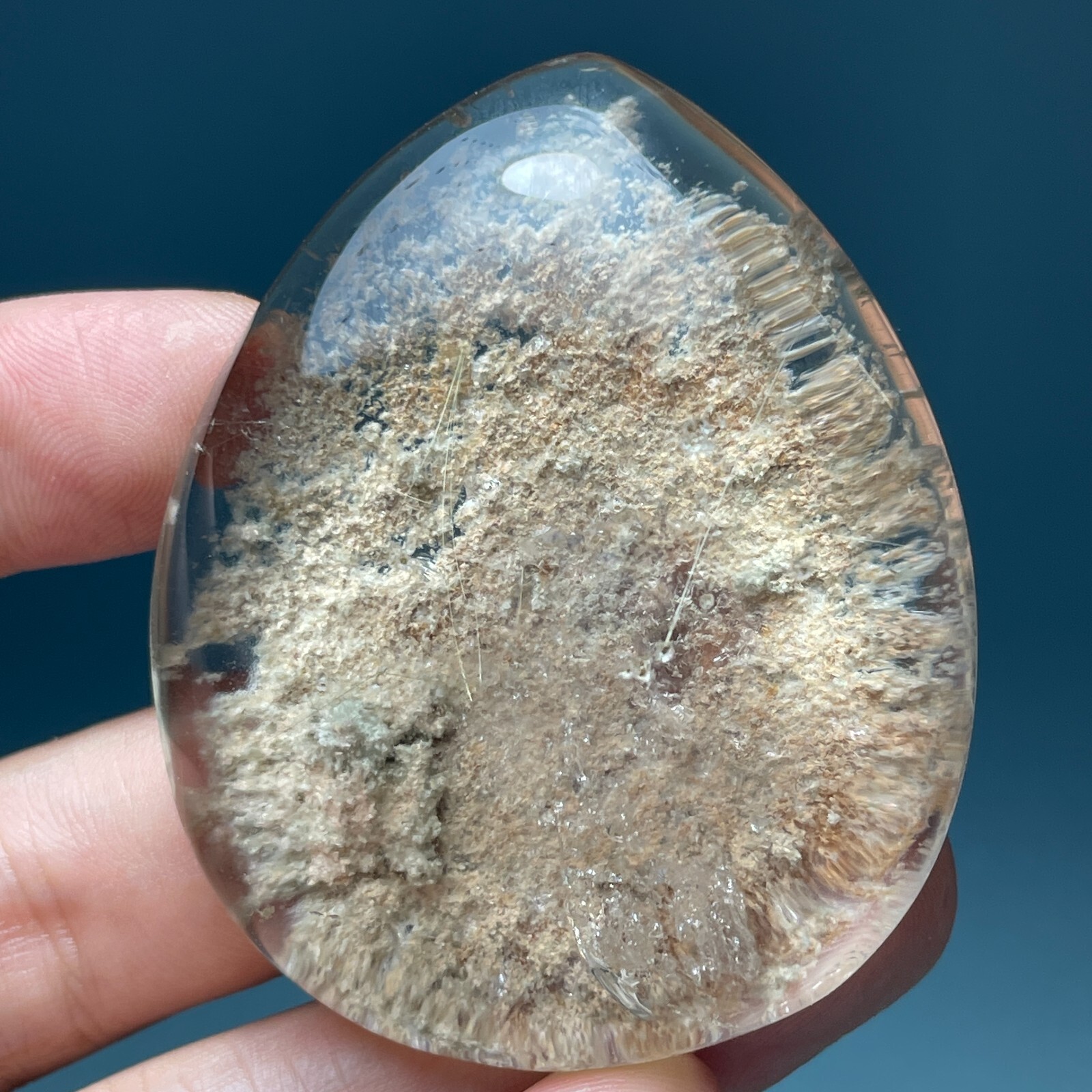 321Ct Heal Rare Clear Natural color Ghost Crystal Quartz Reiki Specimen pendant