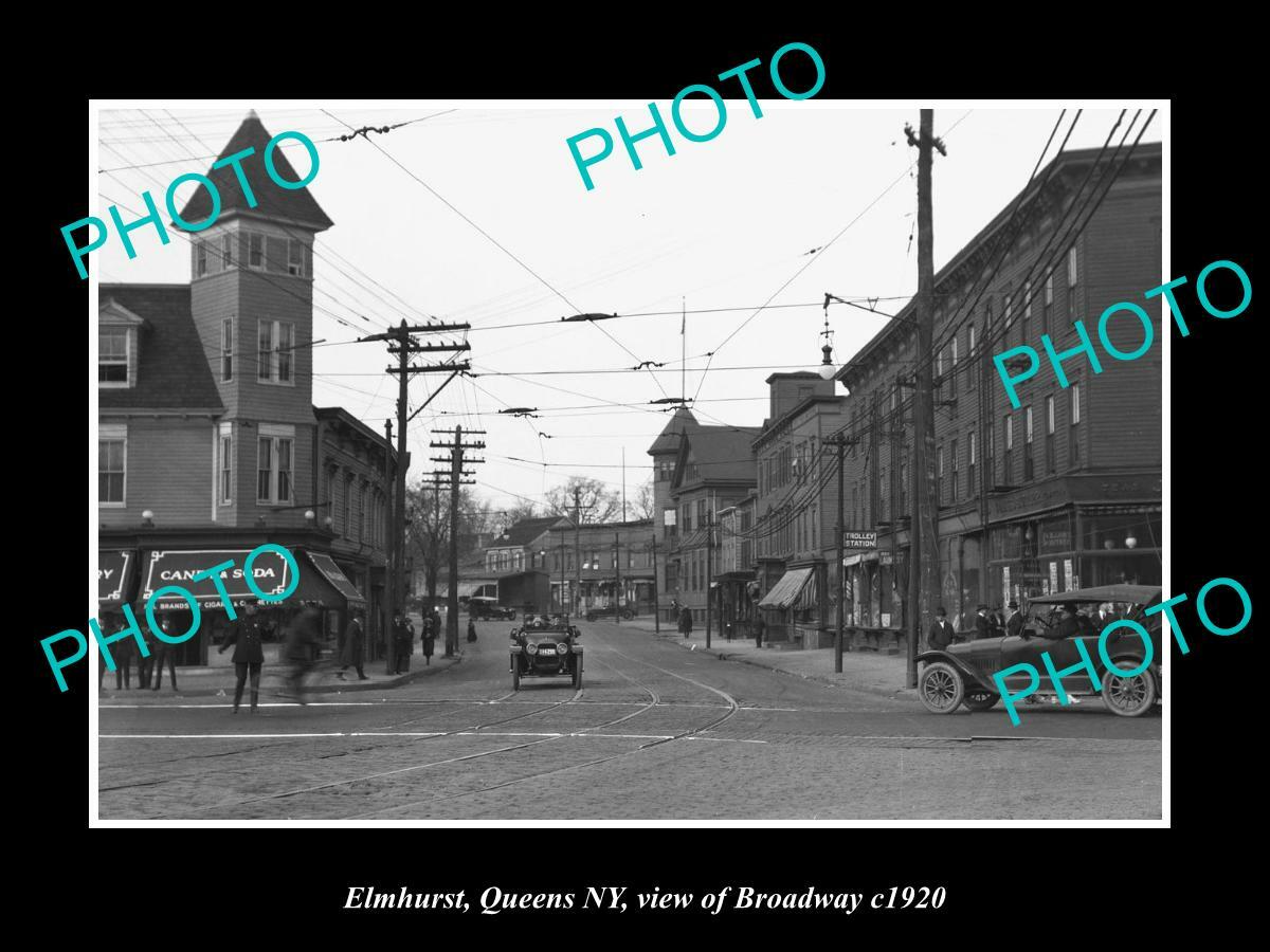 OLD 8x6 HISTORIC PHOTO ELMHURST QUEENS NEW YORK VIEW OF BROADWAY c1920
