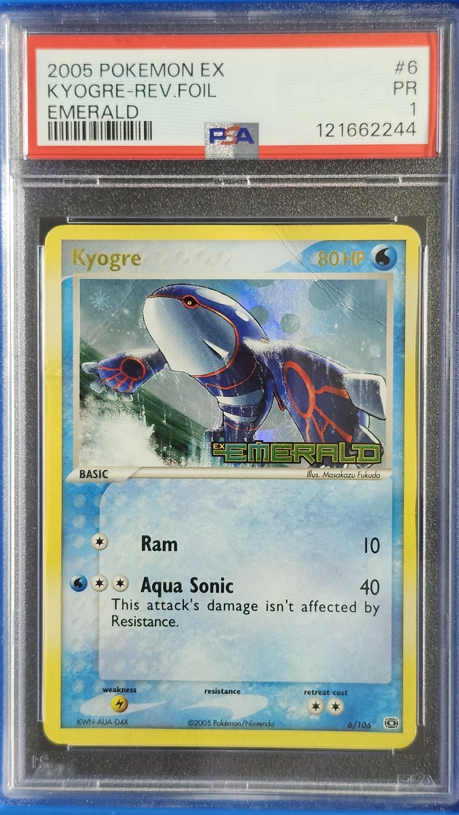 Pokemon PSA 1 Kyogre 006 Reverse Holo Emerald