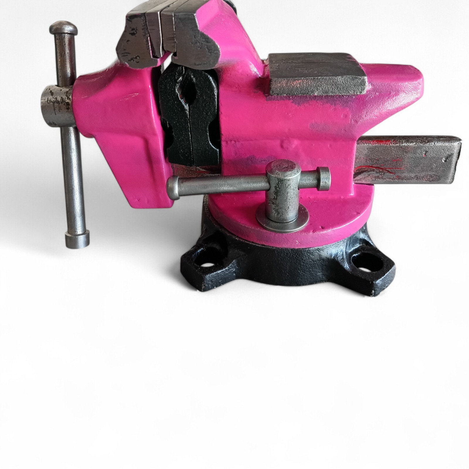 Vtg Custom Bench Vise Vice 3.5 Inch 360 Degree Full Swivel Retro Hot Pink Tool